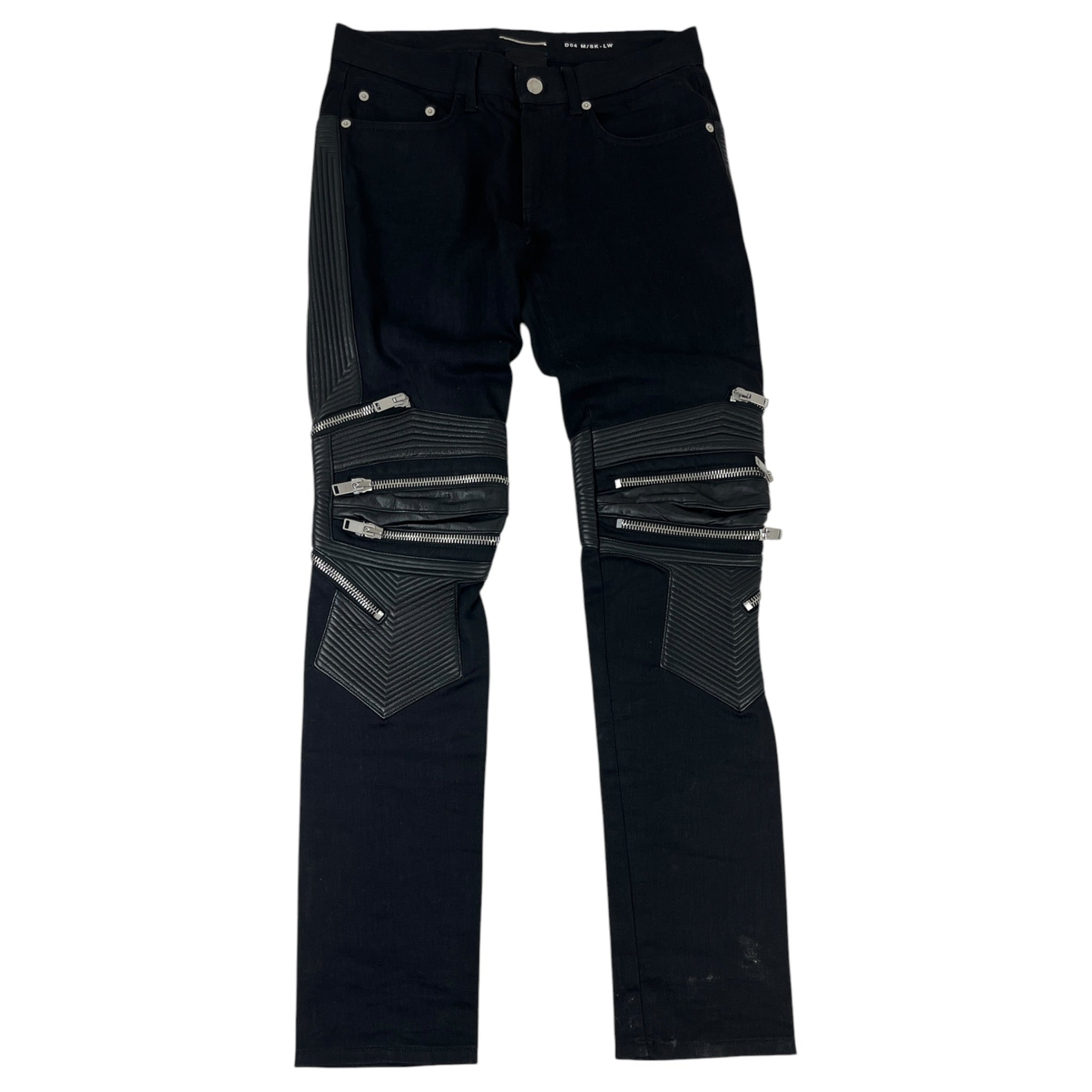 Saint Laurent Paris D04 Multi-Zip Biker Denim Jeans