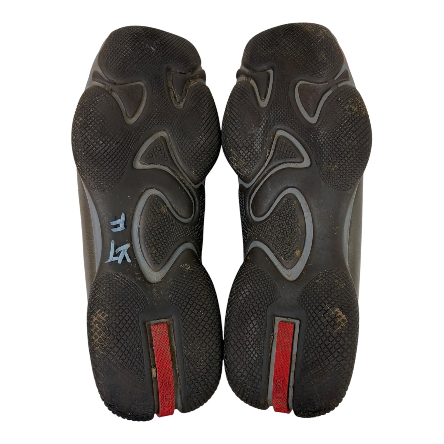 (W) Prada Sport Slip On Leather Trainers Red/Grey