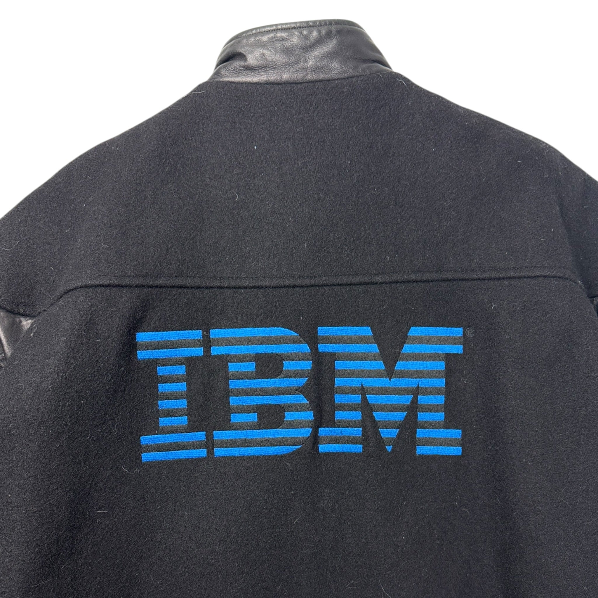 Vintage IBM Supercom Embroidered Leather Varsity Jacket