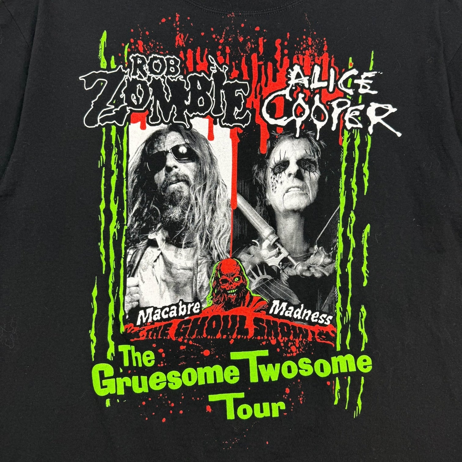 2010 Rob Zombie And Alice Cooper The Gruesome Twosome Tour Tee Black
