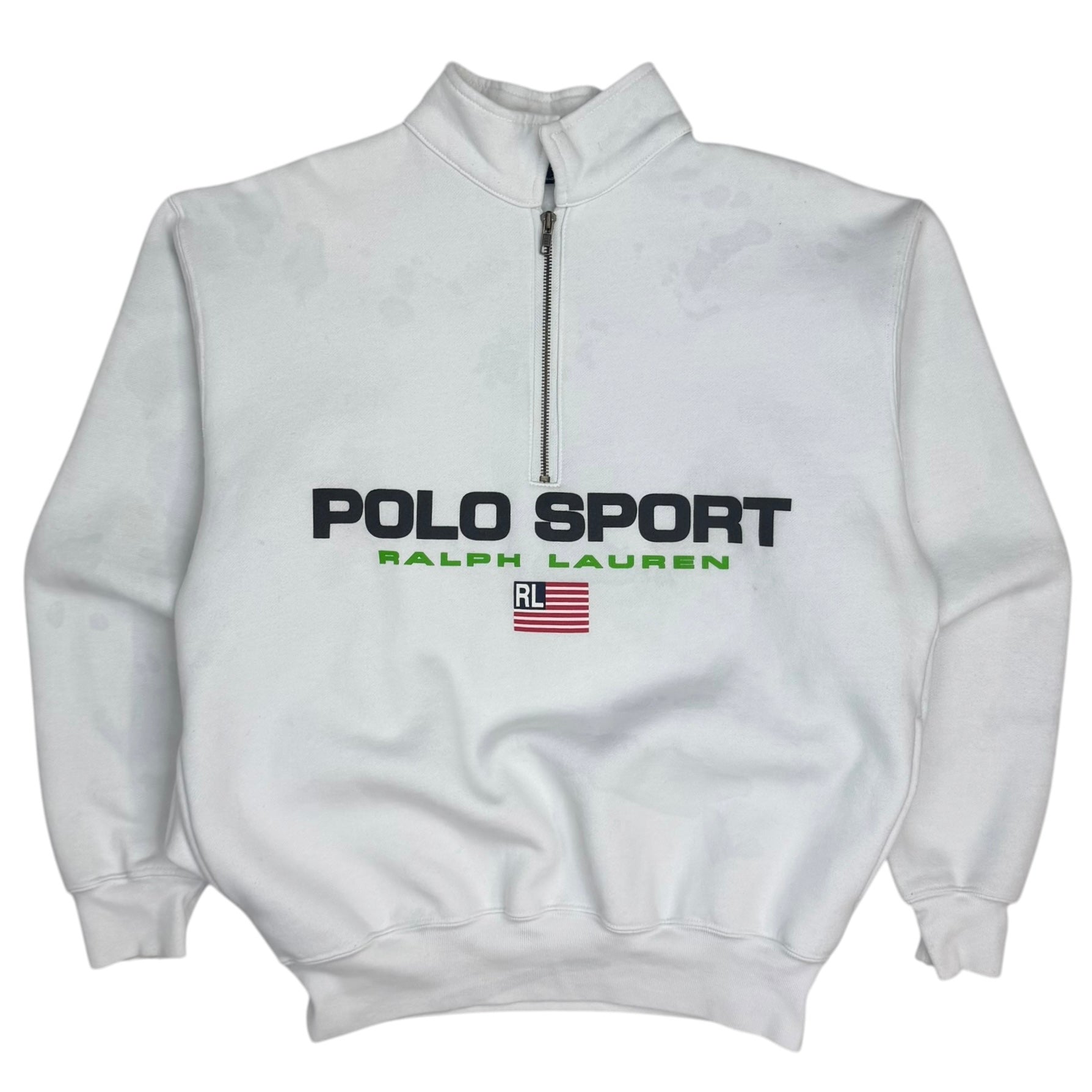 Vintage Polo Ralph Lauren Sport Flag Quarter Zip White