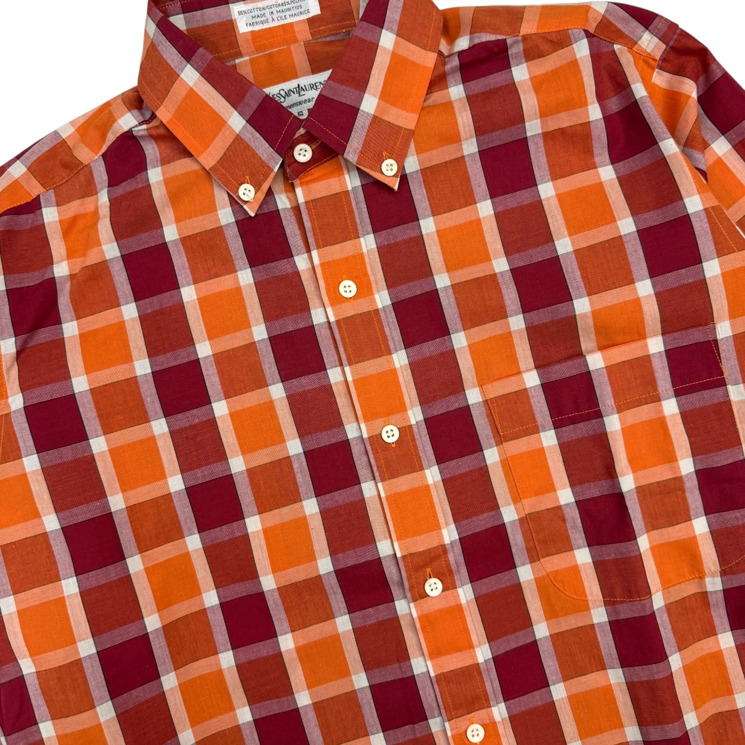 Vintage Yves Saint Laurent Plaid Button Up Orange/Red
