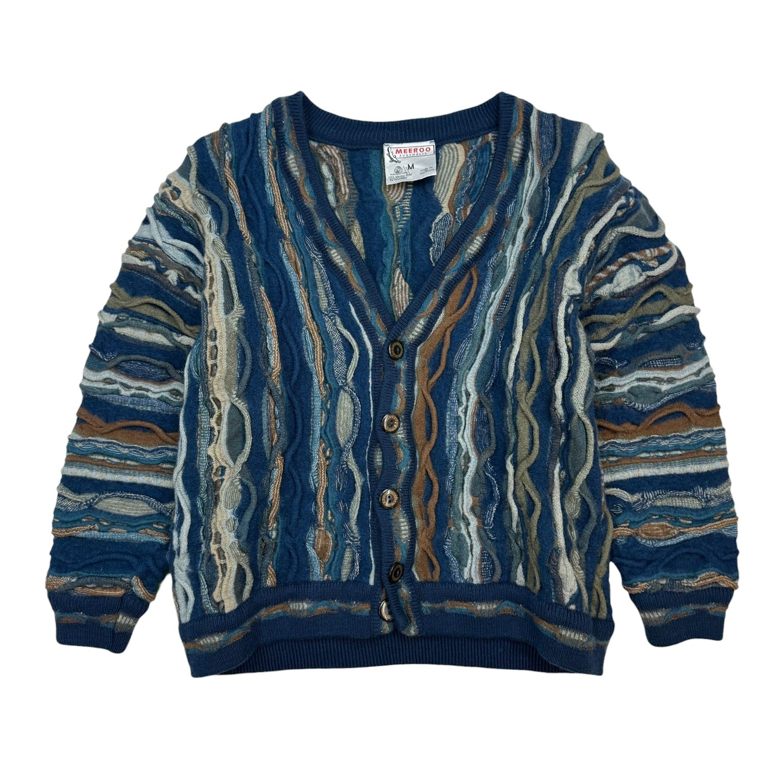 Vintage Meeroo Knit Cardigan Sweater Blue