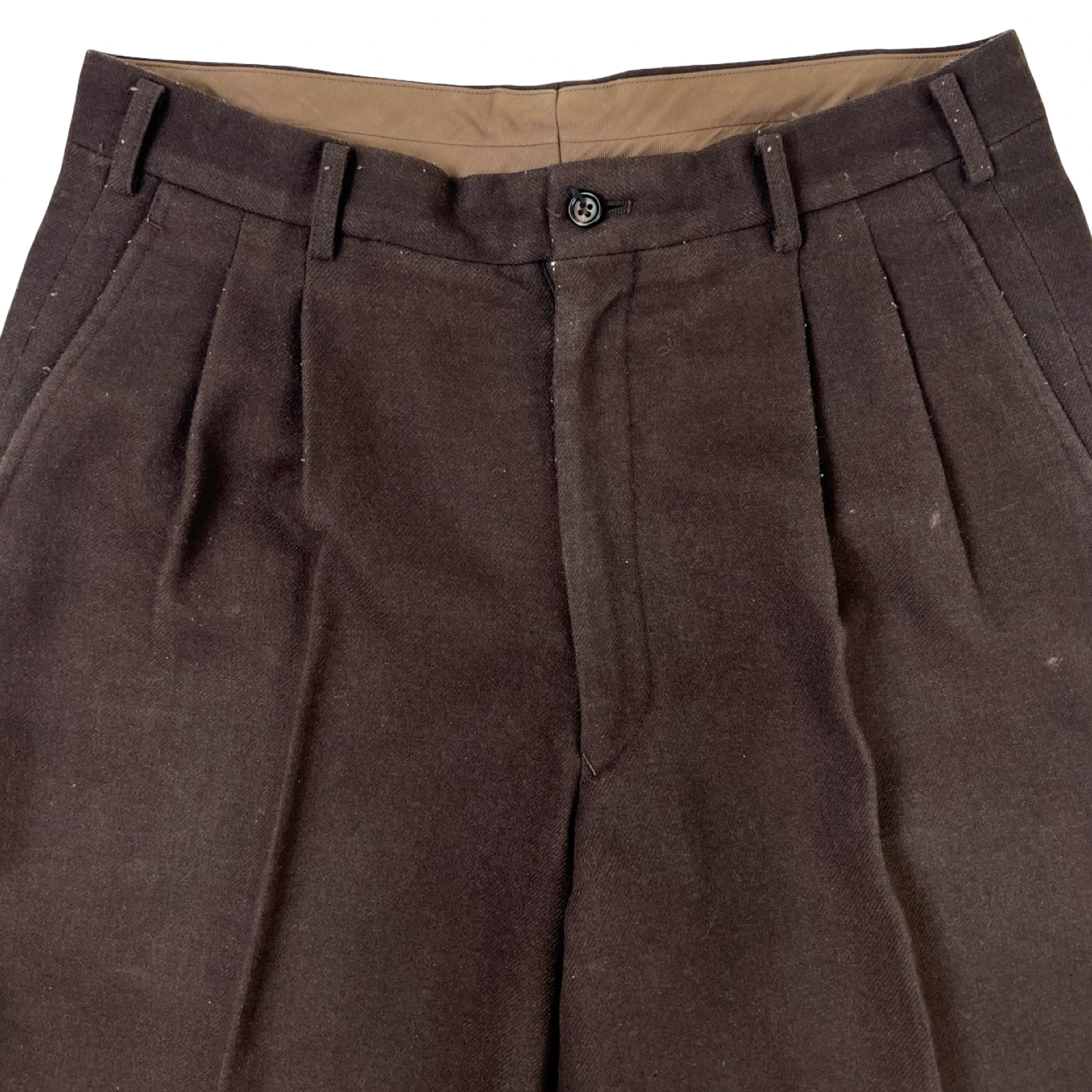 Comme Des Garçon Homme Pleated Wool Trousers Brown
