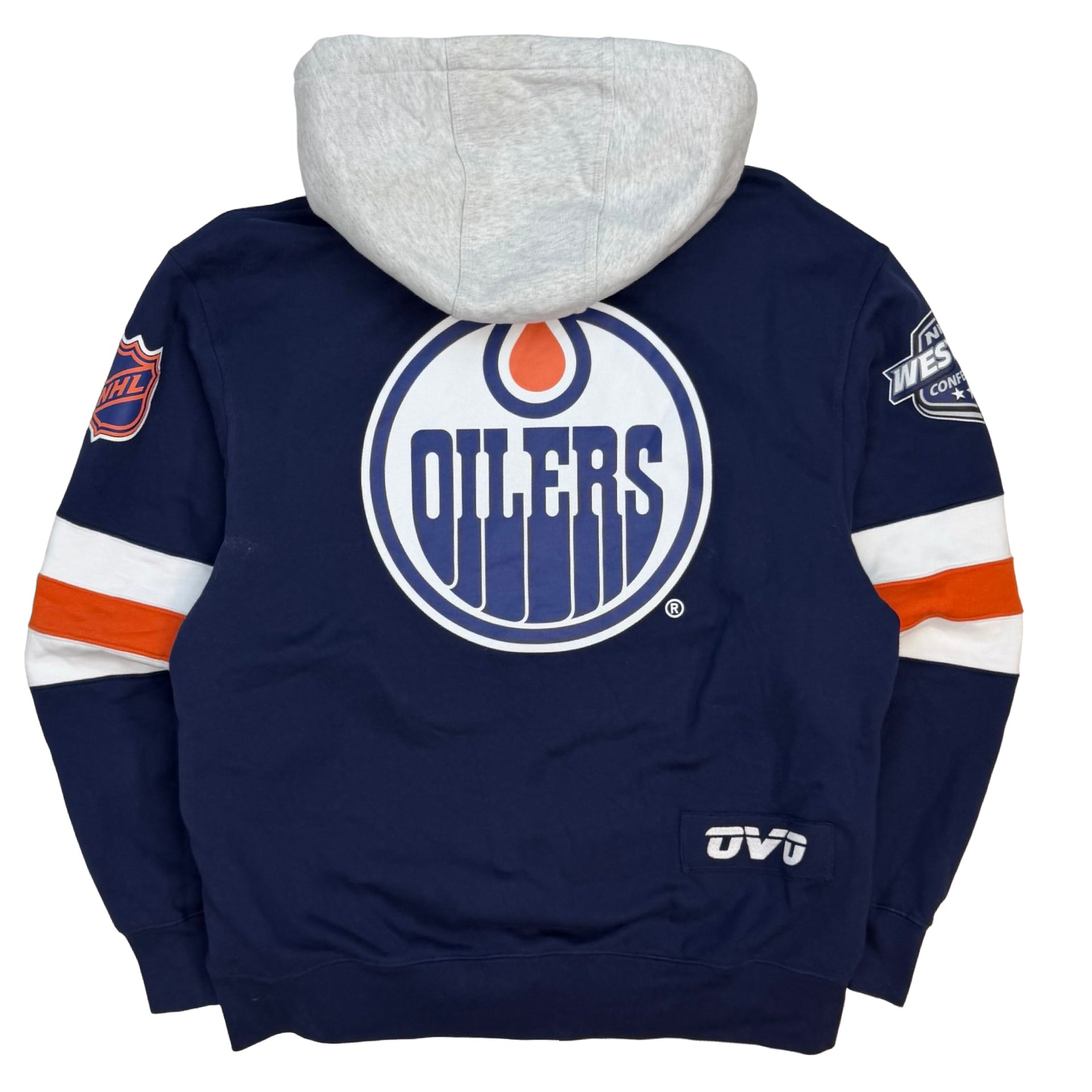 OVO X NHL Edmonton Oilers Stripe Hoodie Navy