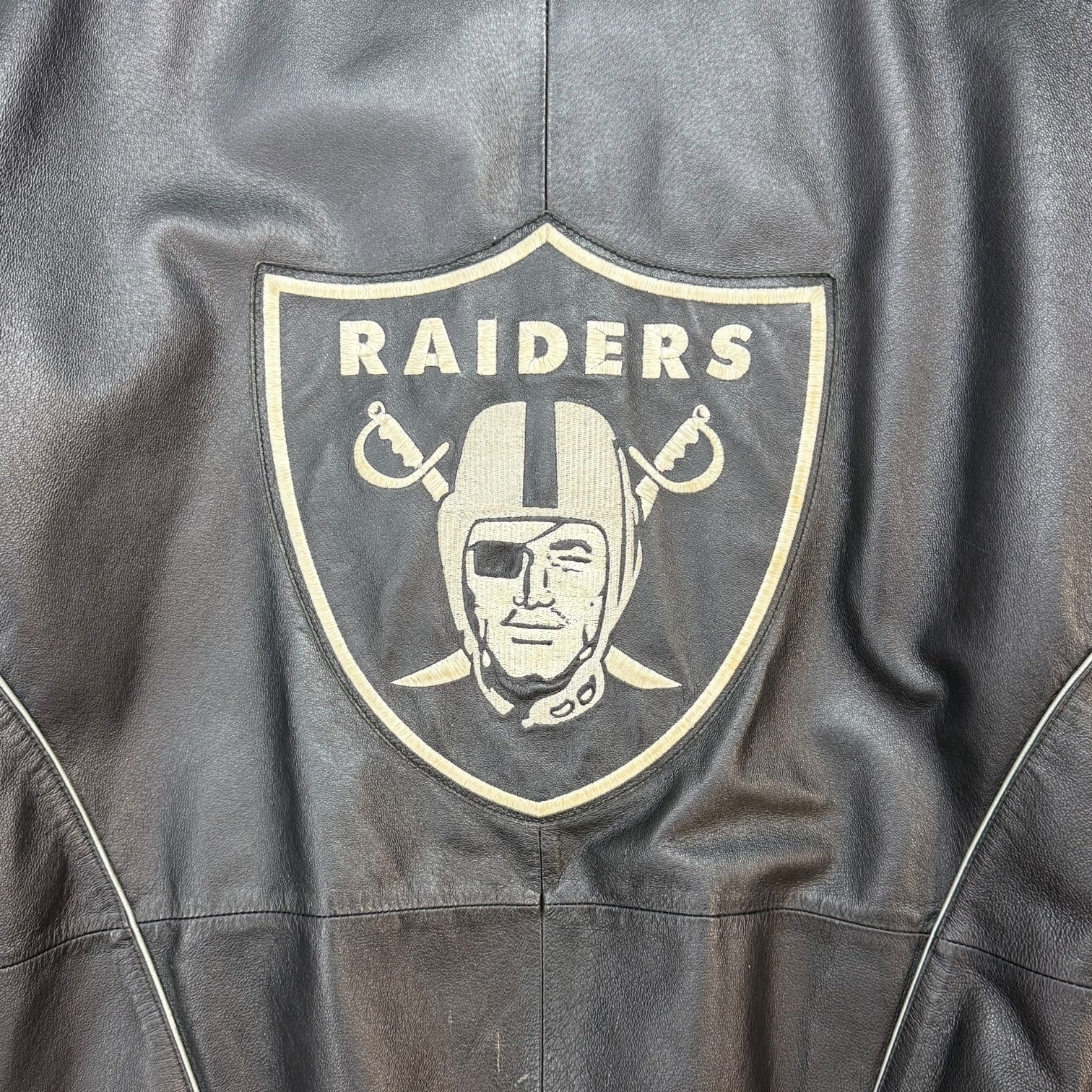 Vintage NFL Oakland Raiders Leather Jacket Black/White
