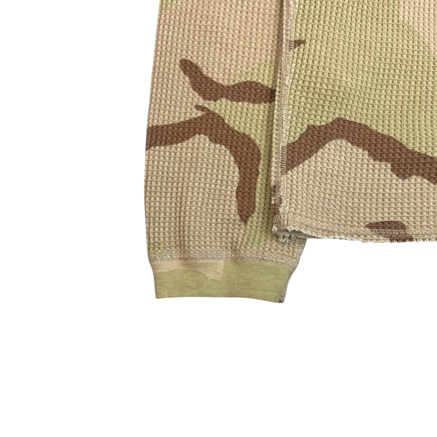 Stussy Waffleknit Longsleeve Tee Camo Green/Beige