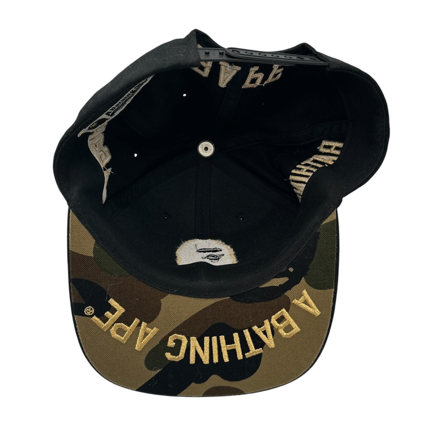 Bape Gold Logo Snapback Black