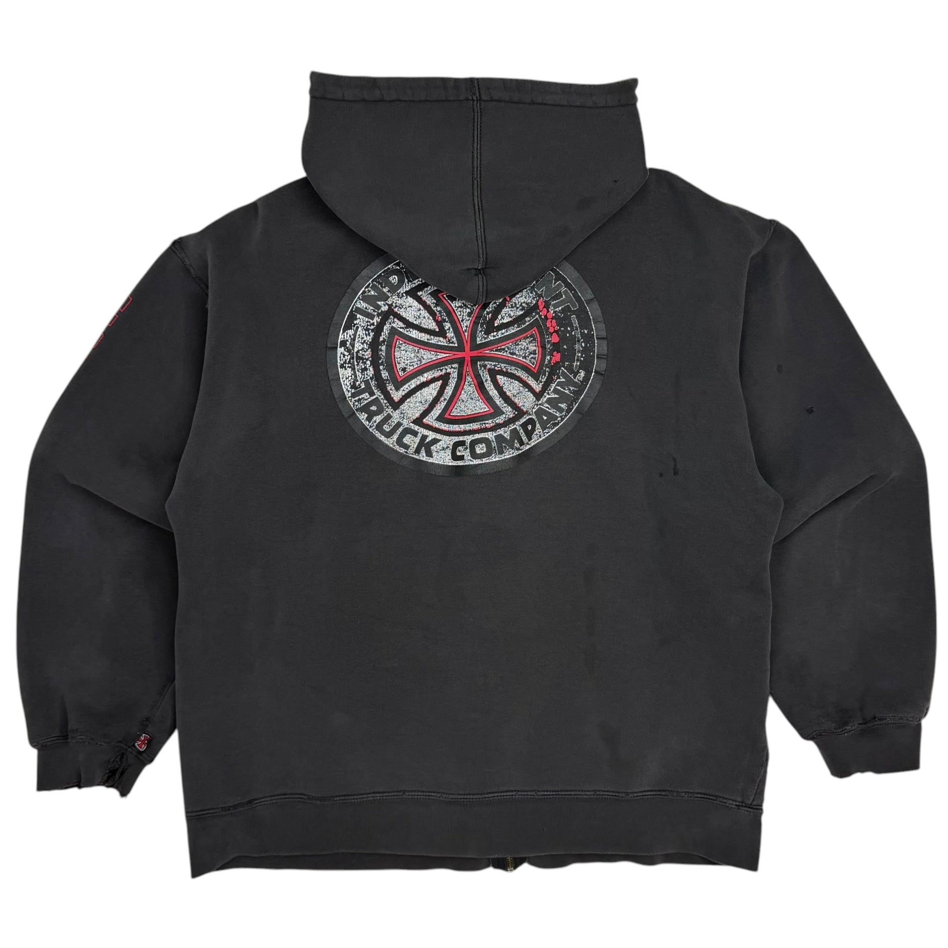 Vintage Independent Thermal Lined Zip Up Hoodie Faded Black