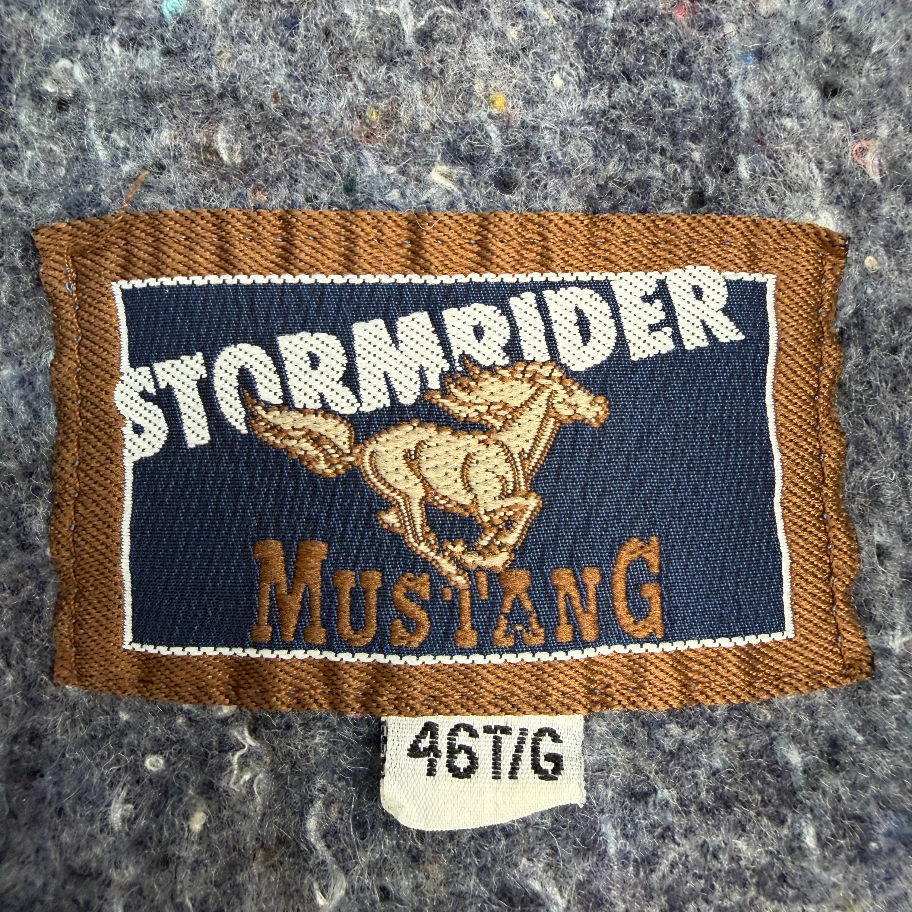 Vintage Mustang Stormrider Embroidered Denim Jacket Blue