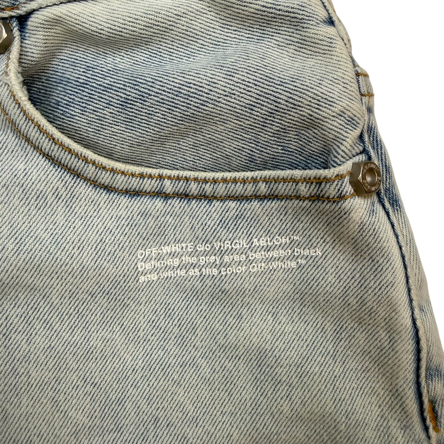 (W) Off-White Riserva Frayed Mini Skirt Blue
