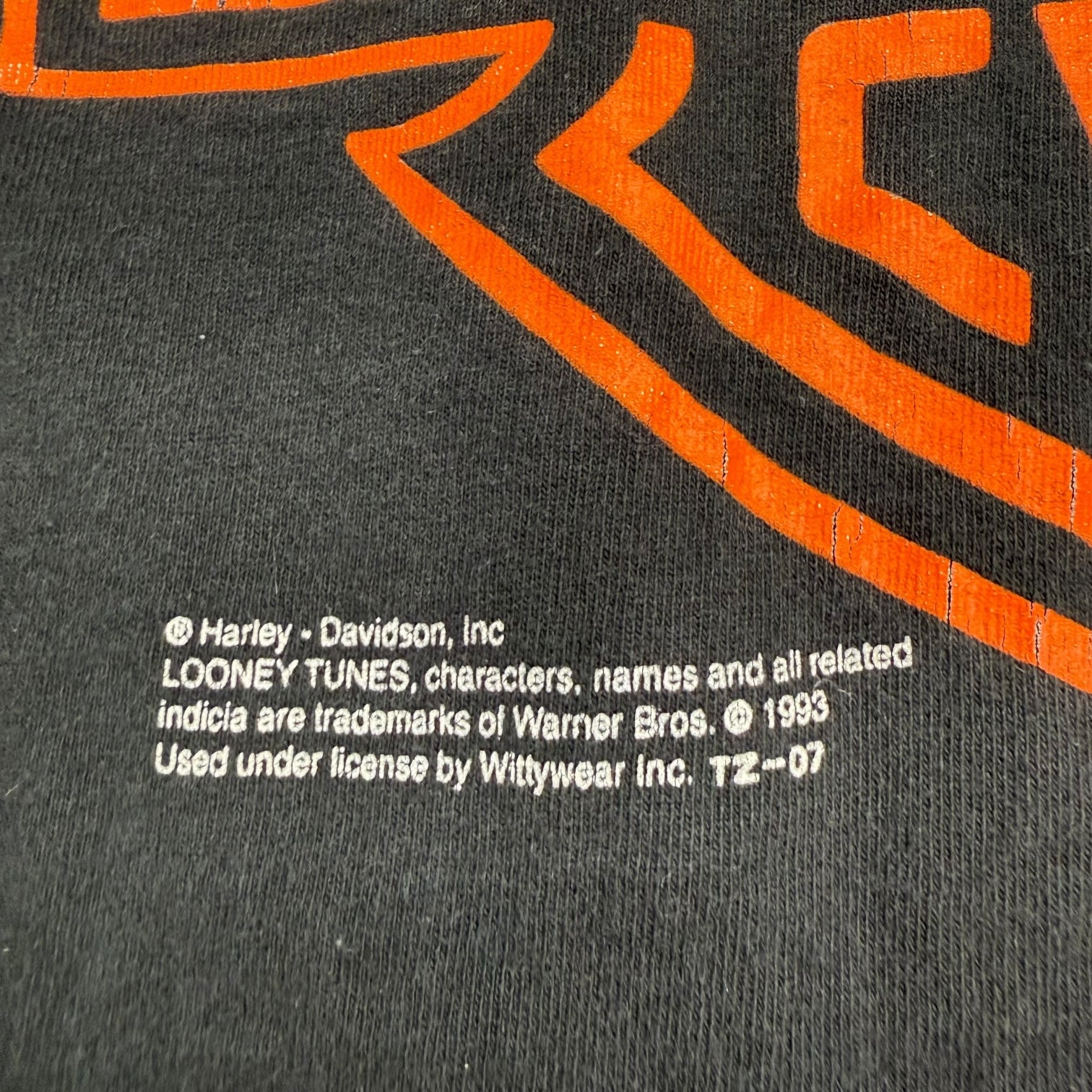 1993 Harley Davidson Taz Looney Tunes Tee Black