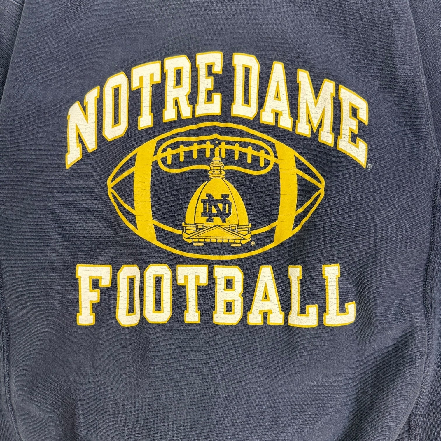 Vintage Champion Notre Dame Crewneck Navy Blue