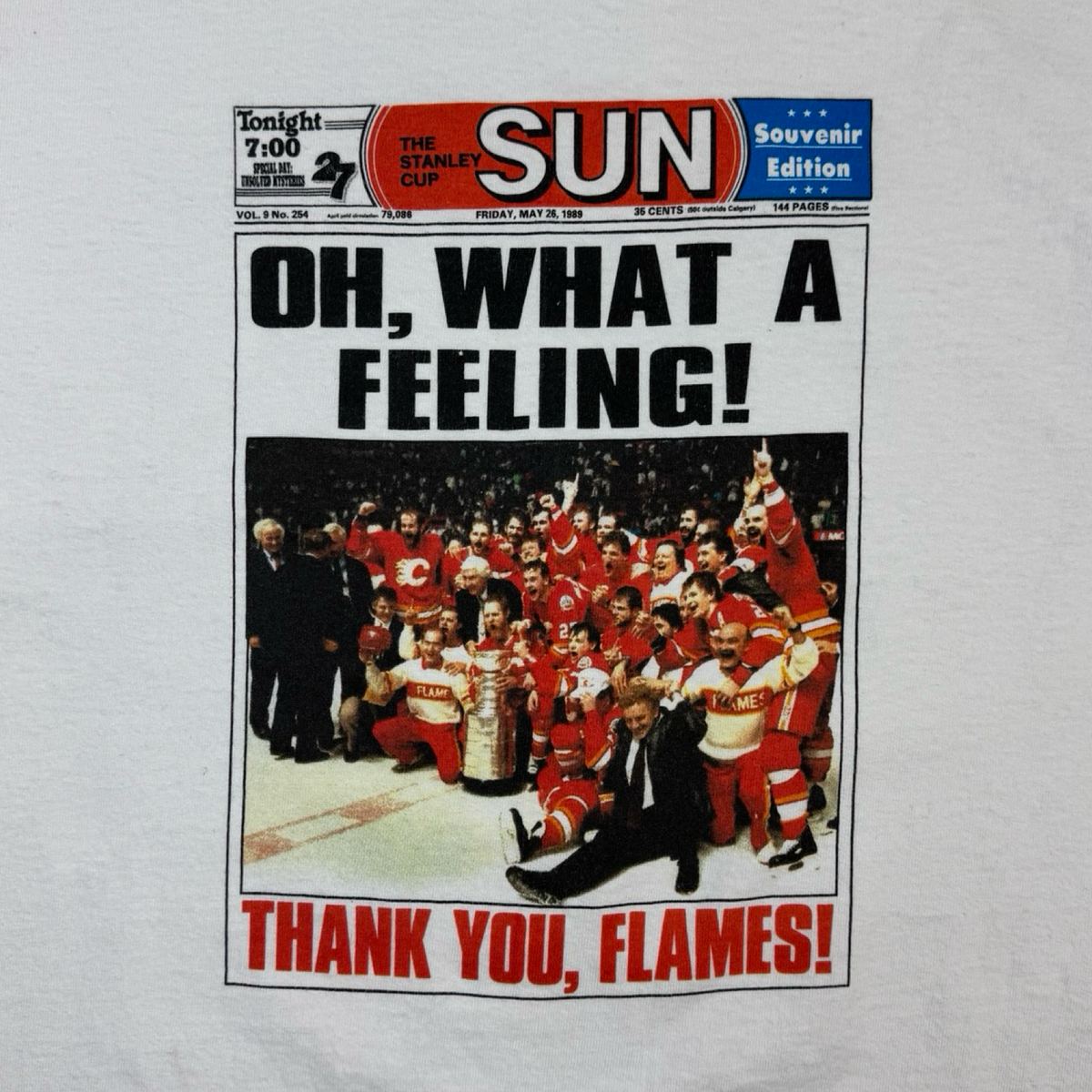 1989 Calgary Flames The Stanley Cup Sun NHL T-Shirt