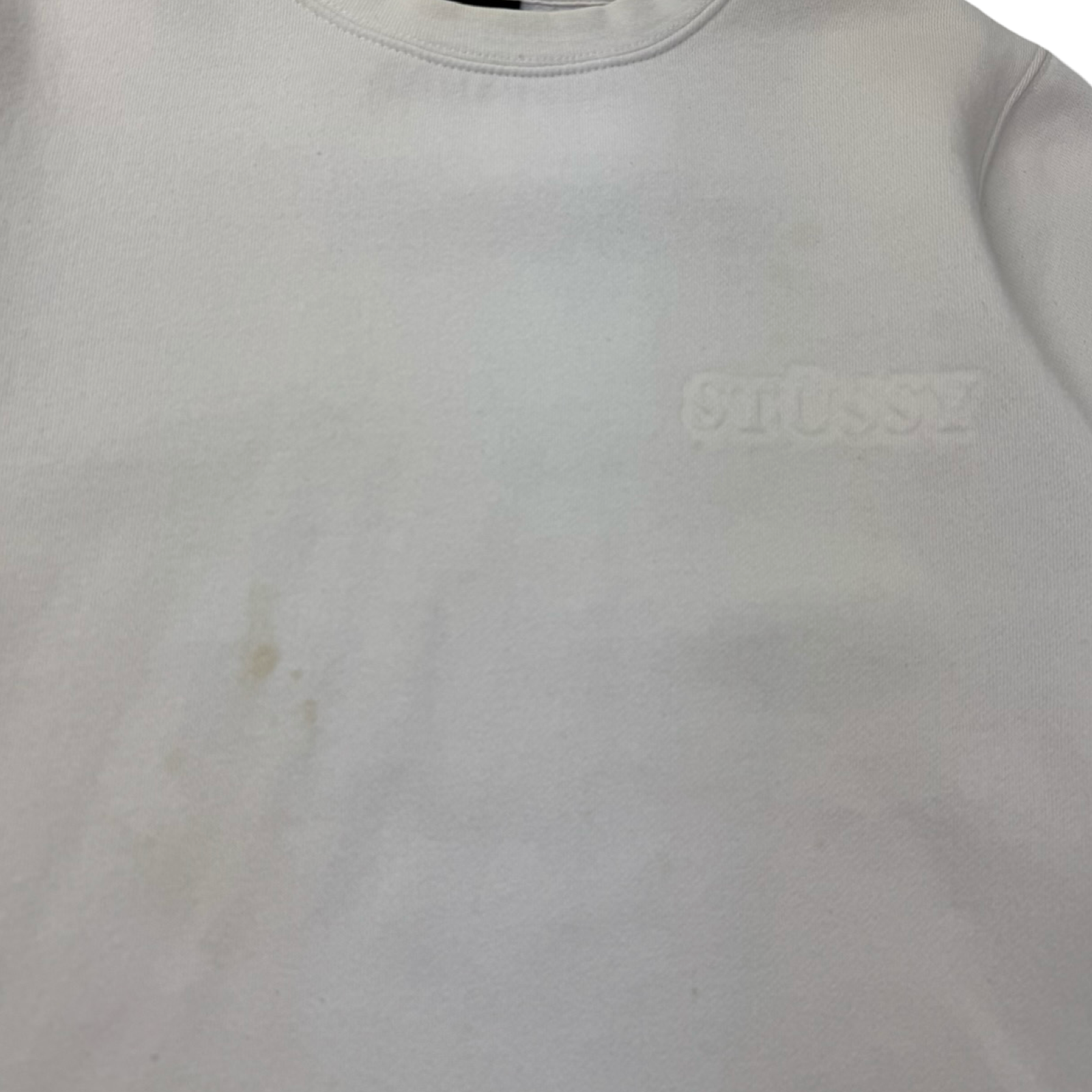 Stussy Shadow Emboidered Logo Crewneck White