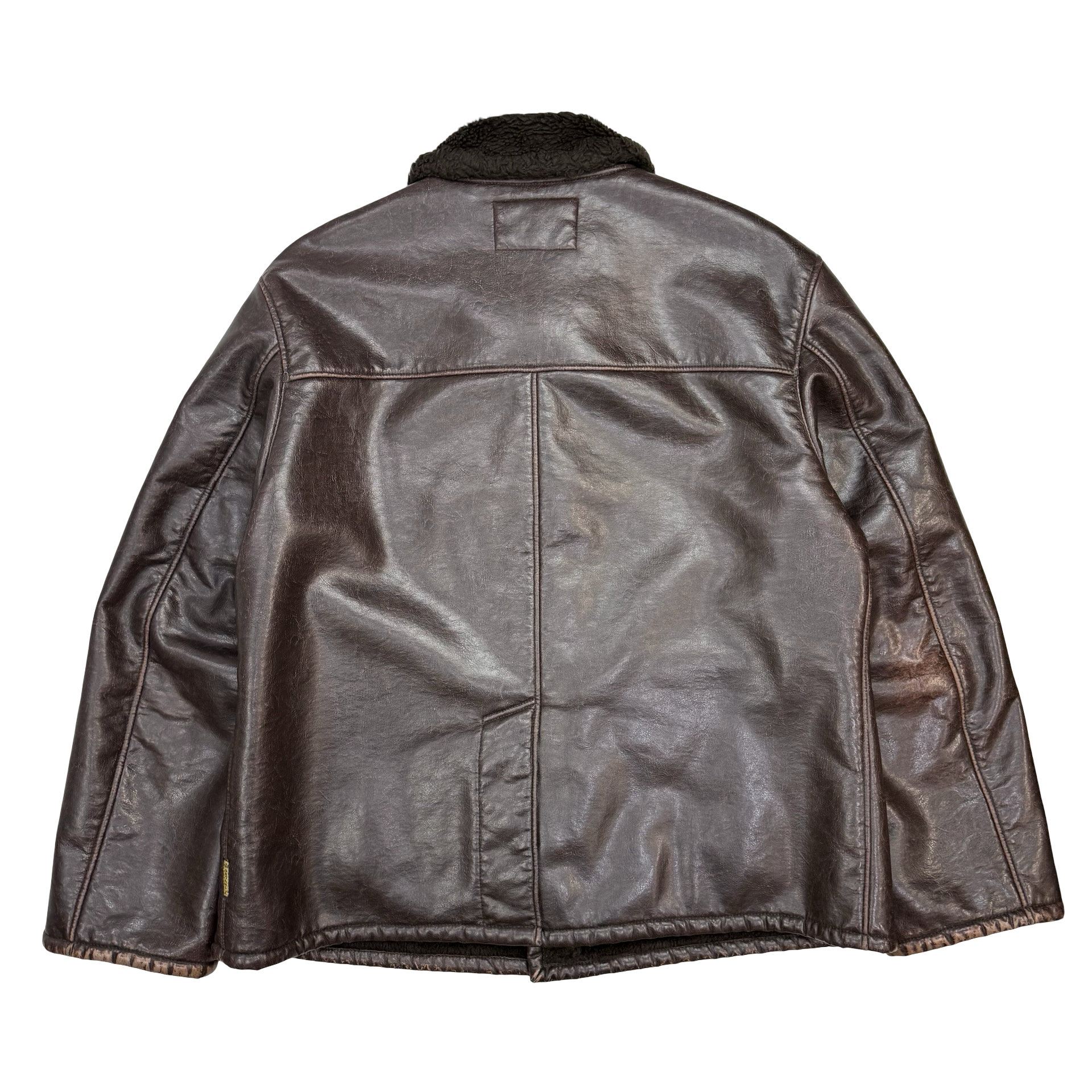 Vintage Armani Jeans Faux Leather Jacket Brown