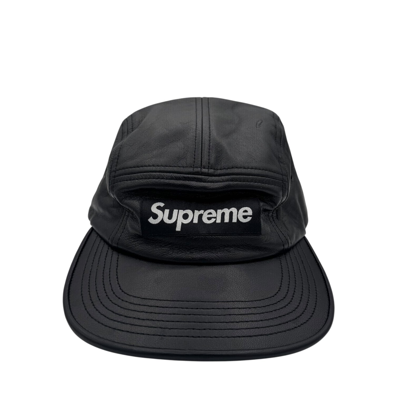 Supreme Leather Camp 5-Panel Cap Black