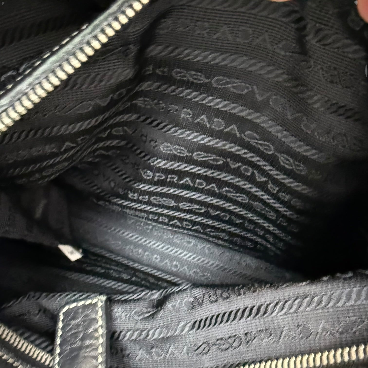 Prada Enameled Metal Trinagle Logo Nylon Messenger Bag Black