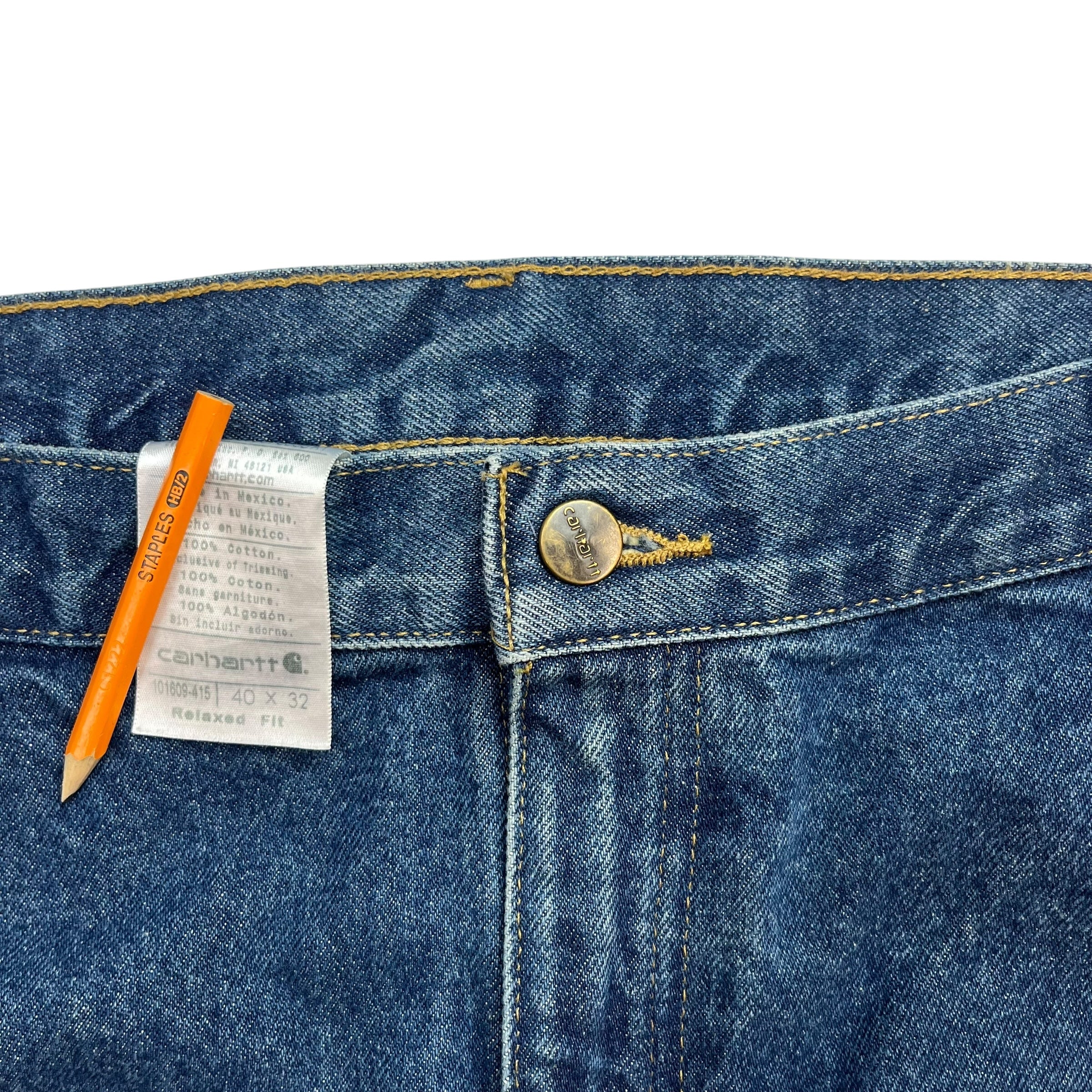 Vintage Carhartt Double Knee Denim Work Pants Blue