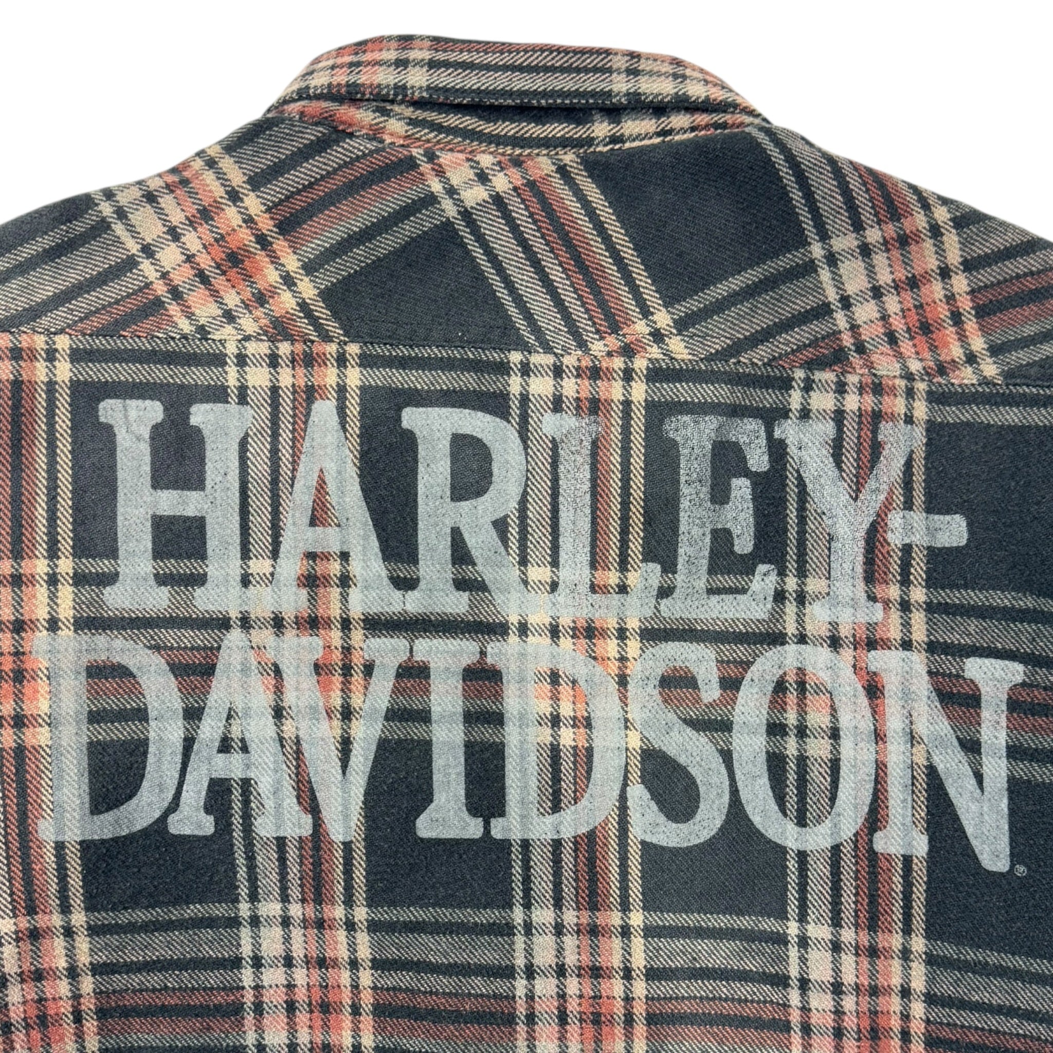 Vintage Harley Davidson Quilted Flannel Button Up Shirt
