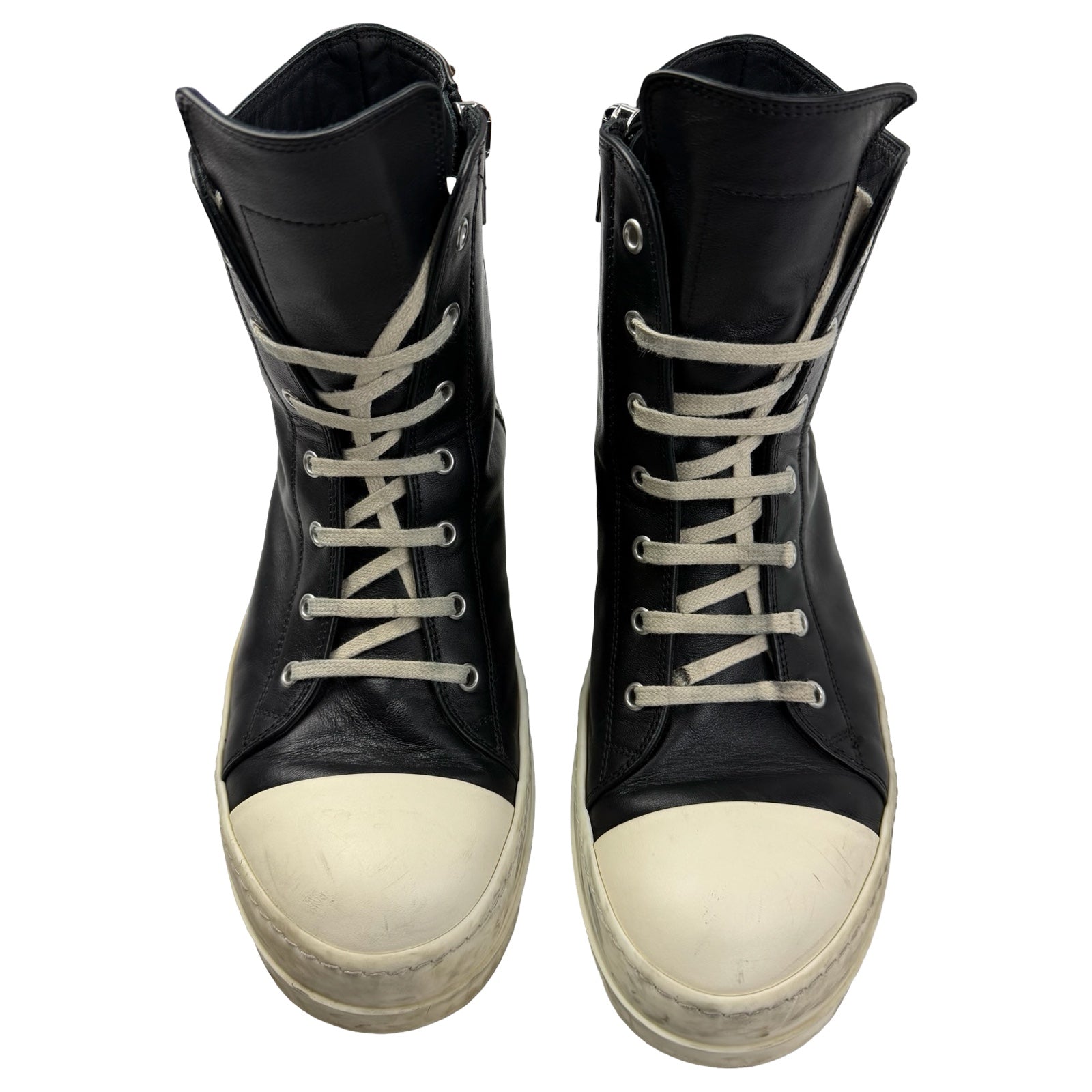 Rick Owens Ramones Leather High Top Black Cream (Used)