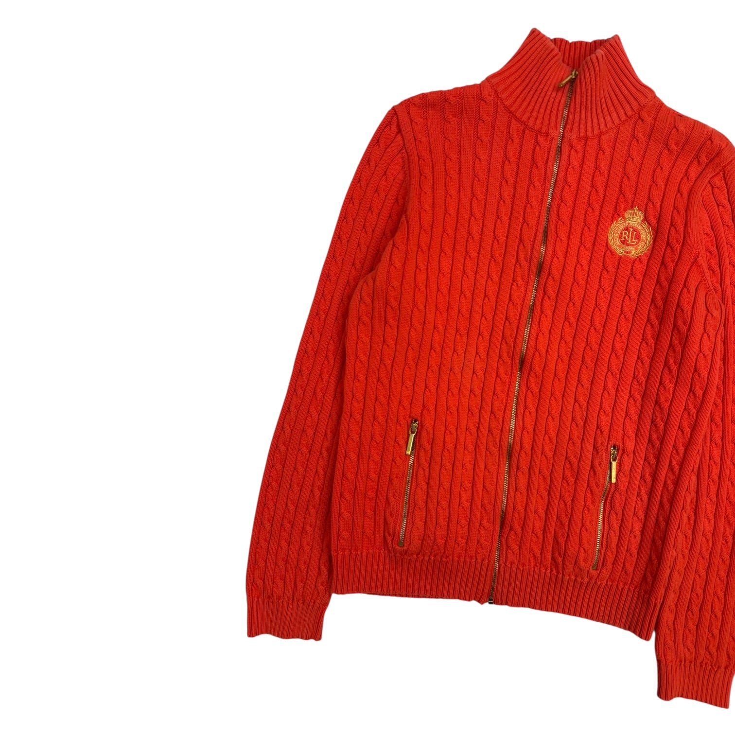 (W) Vintage Ralph Lauren Cable Knit Full Zip