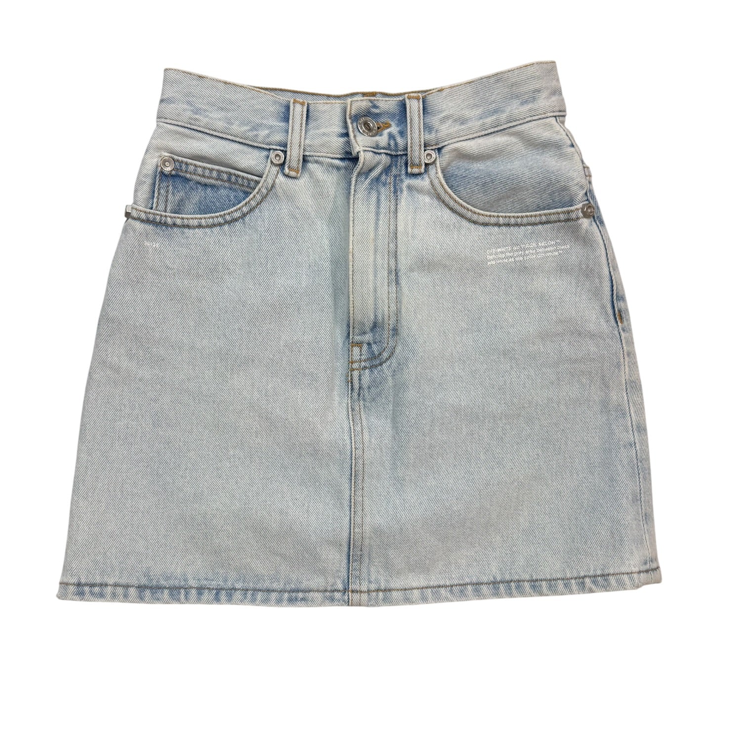 (W) Off-White Riserva Frayed Mini Skirt Blue