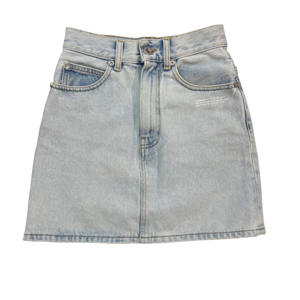 (W) Off-White Riserva Frayed Mini Skirt Blue