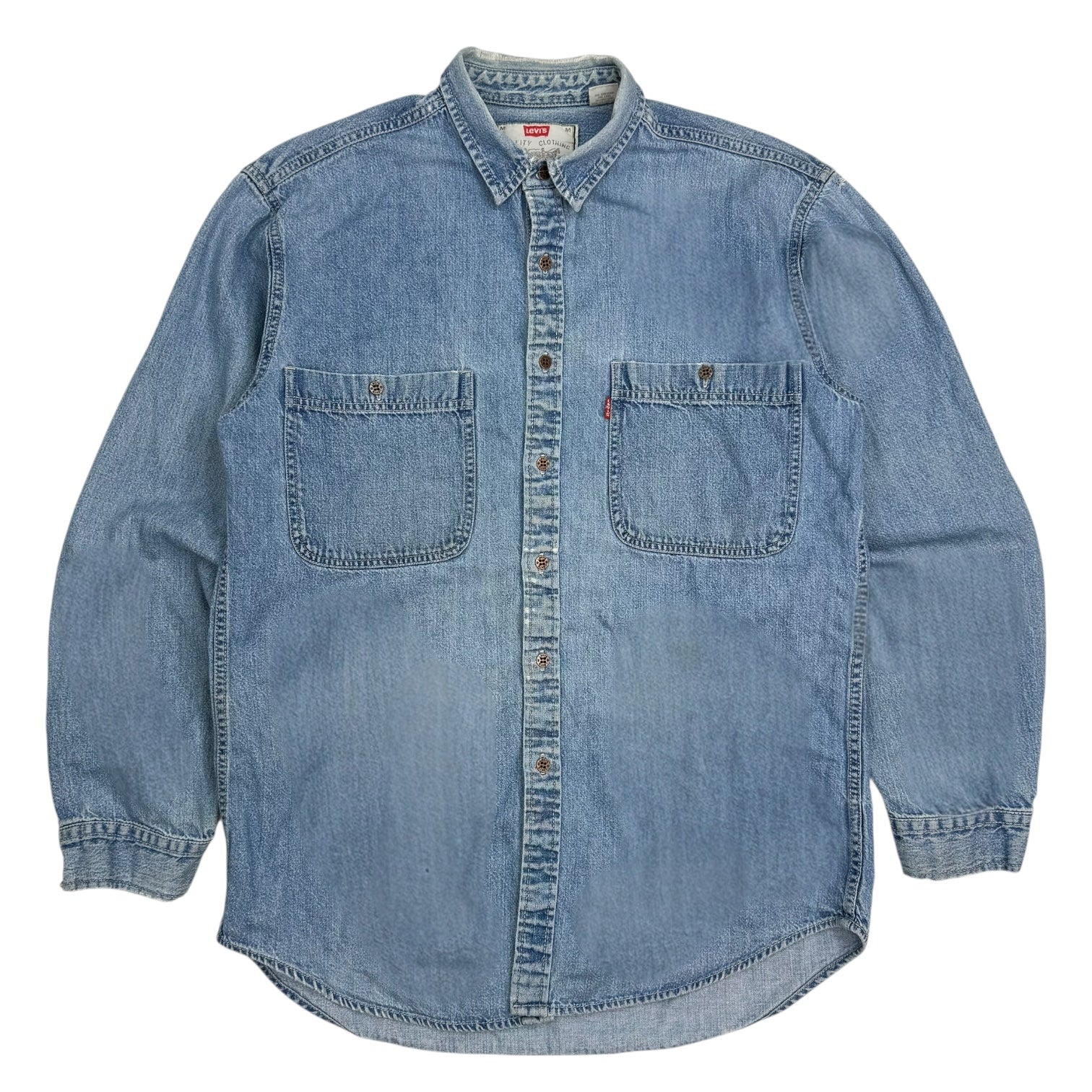 Vintage Wrangler Button Up Denim Shirt Light Wash