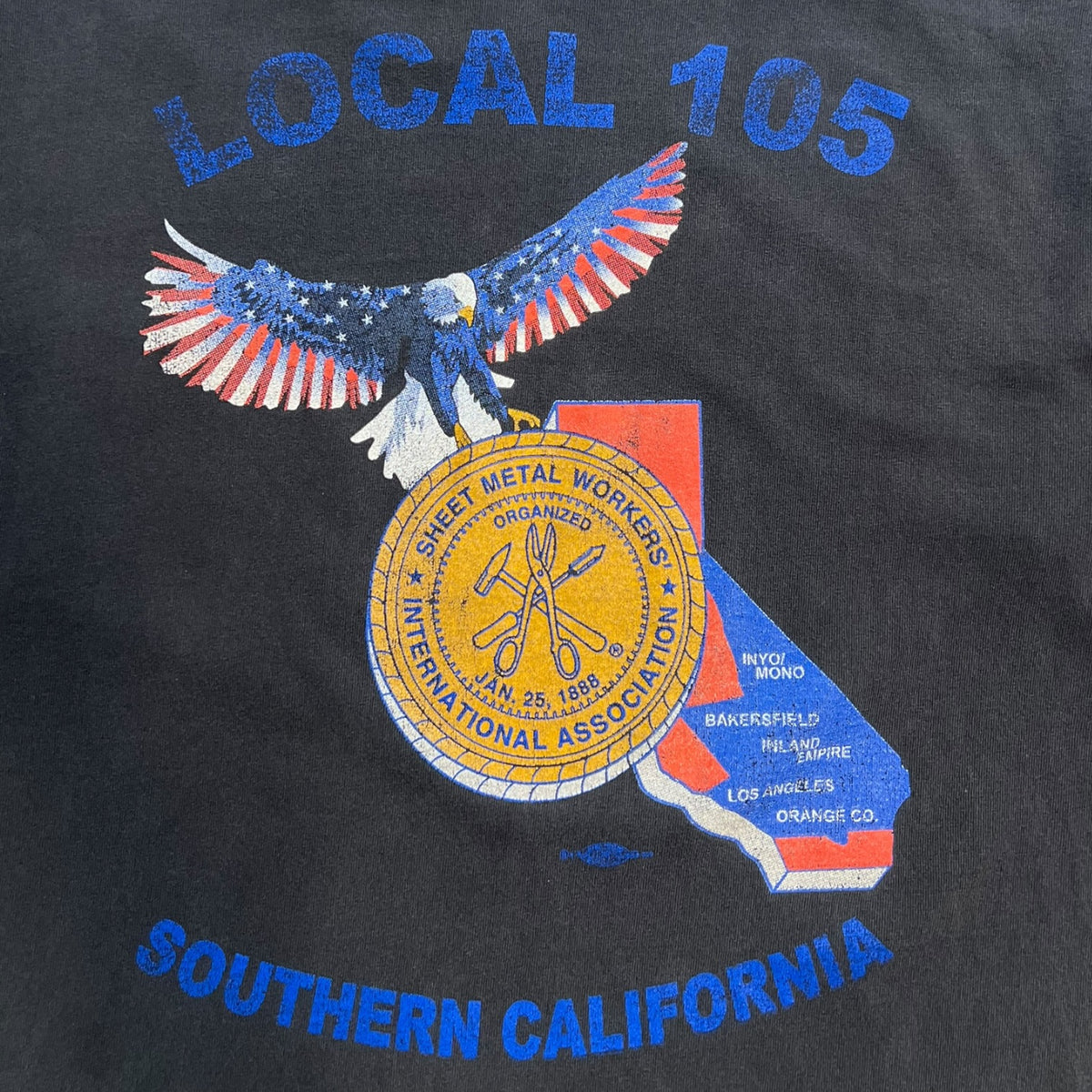 Vintage Local 105 Southern Cali Sheet Metal Workers Long Sleeve T-Shirt Black