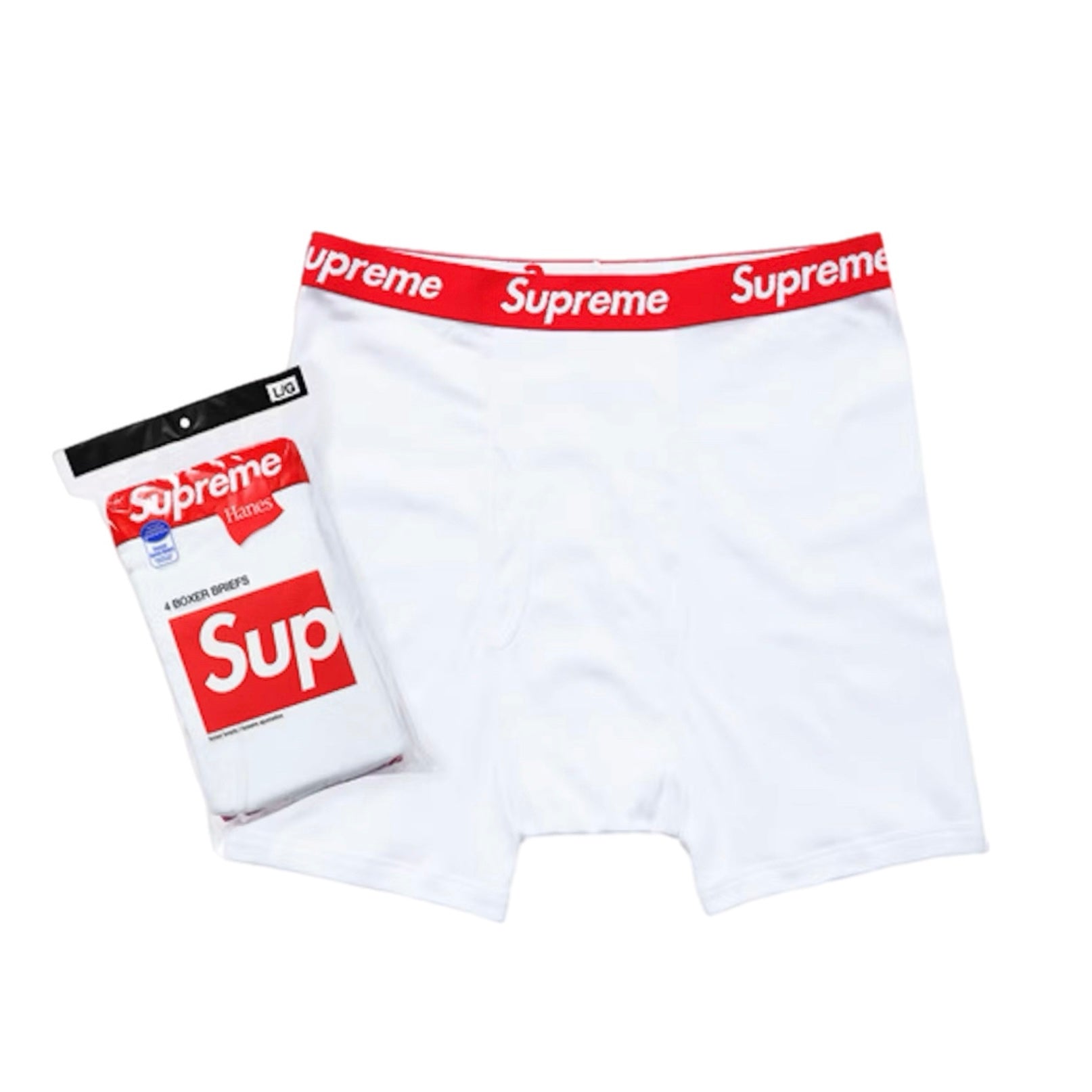 Supreme Hanes Boxer Briefs White (4 Pack)