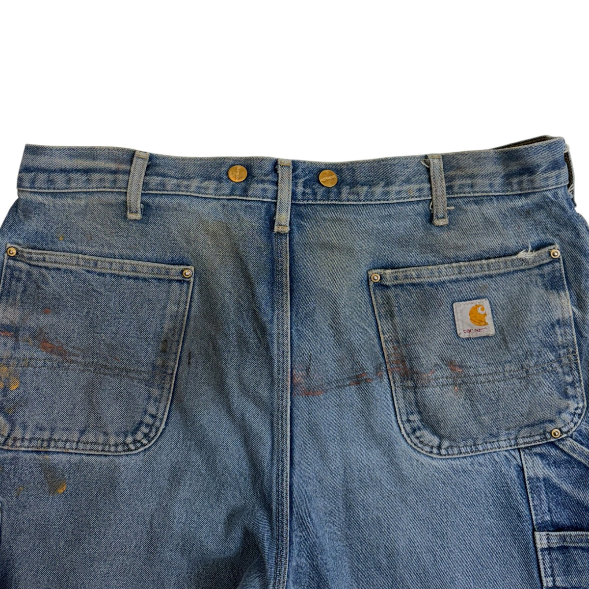 Vintage Carhartt Distressed Double Knee Denim Jeans Medium Wash