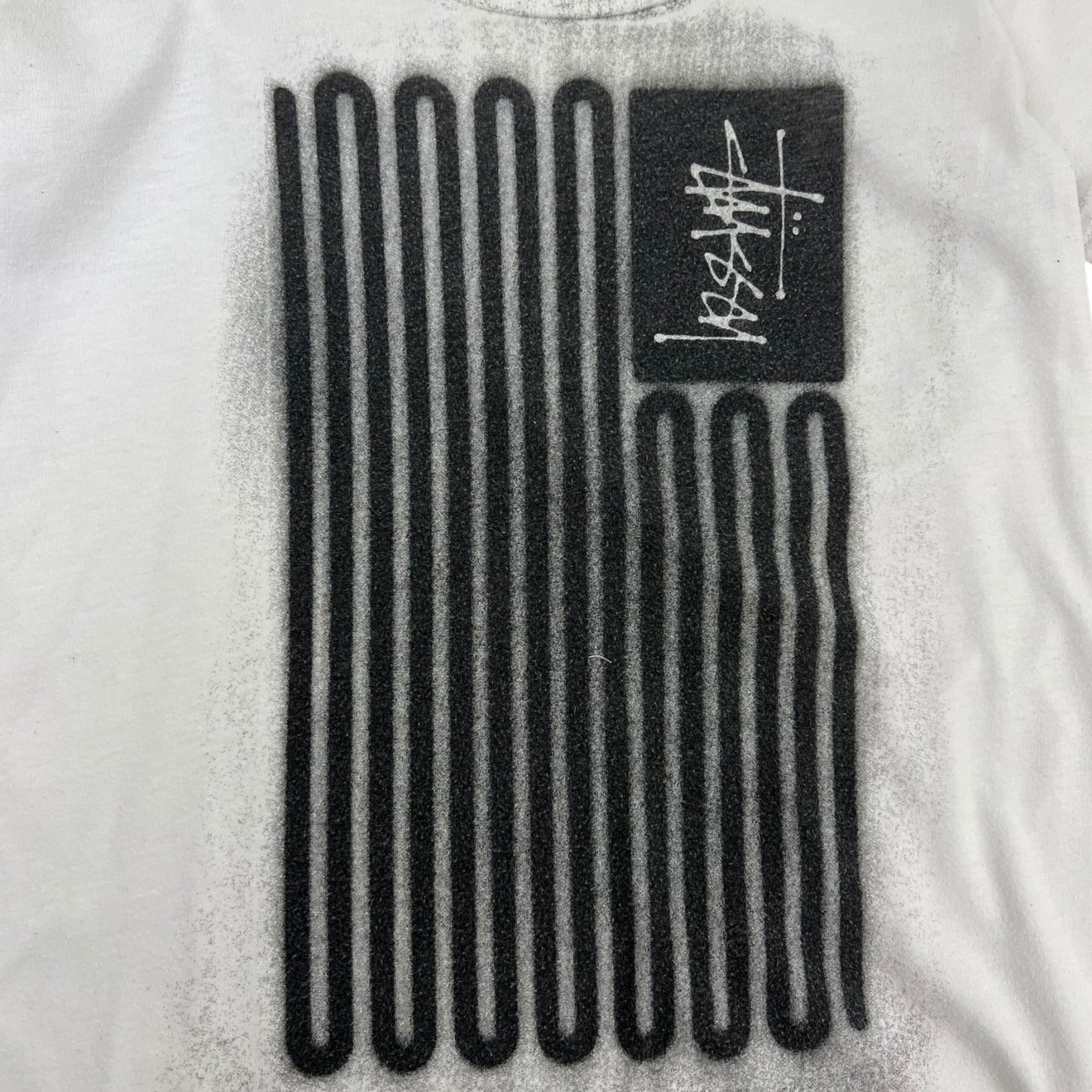(W) Stussy Stenciled Black Flag Graphic T-Shirt