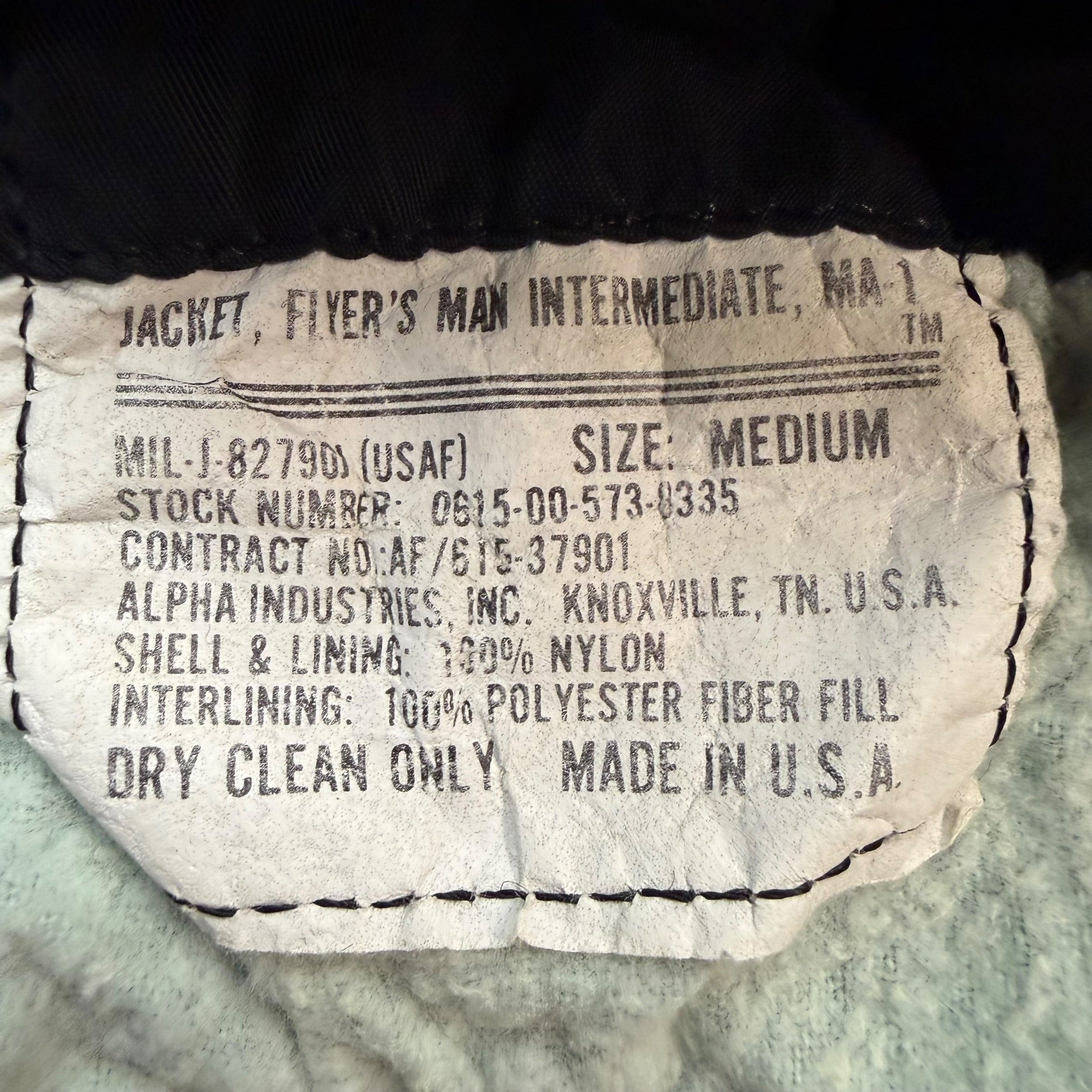Vintage Alpha Industries MA-1 Bomber Jacket Black