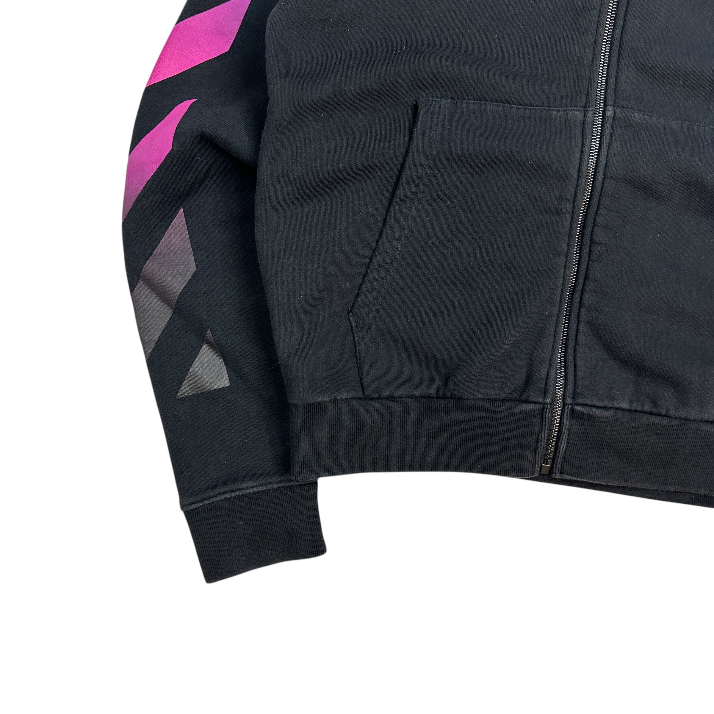 Off-White Diagonal Gradient Zip-Up Hoodie Black