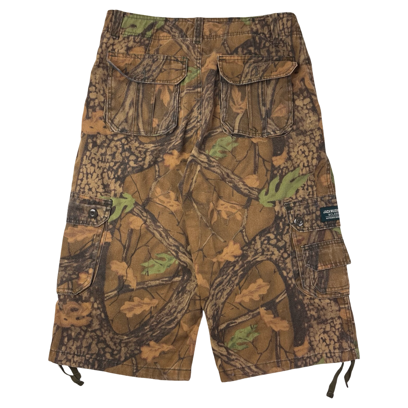 Vintage Tree Camouflage Long Cargo Shorts