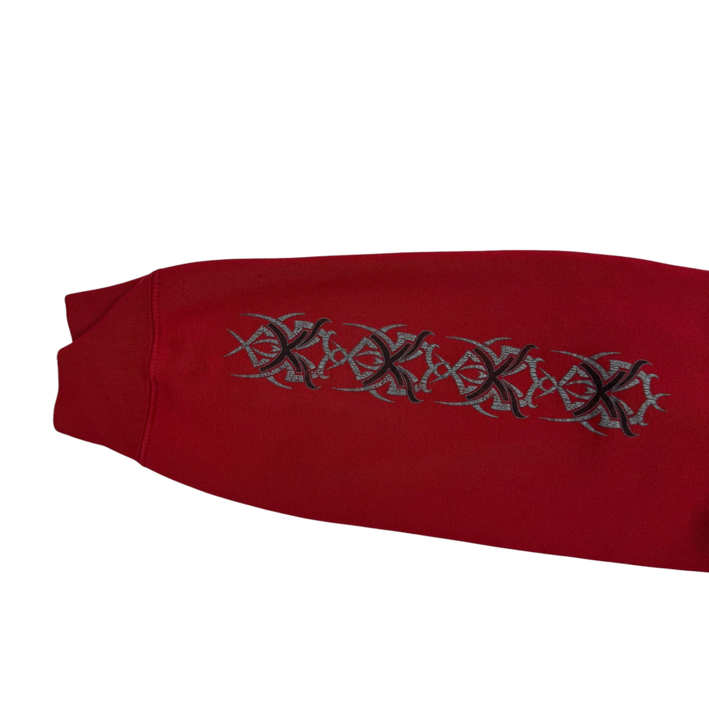 Vintage Tribal Print Hoodie Red