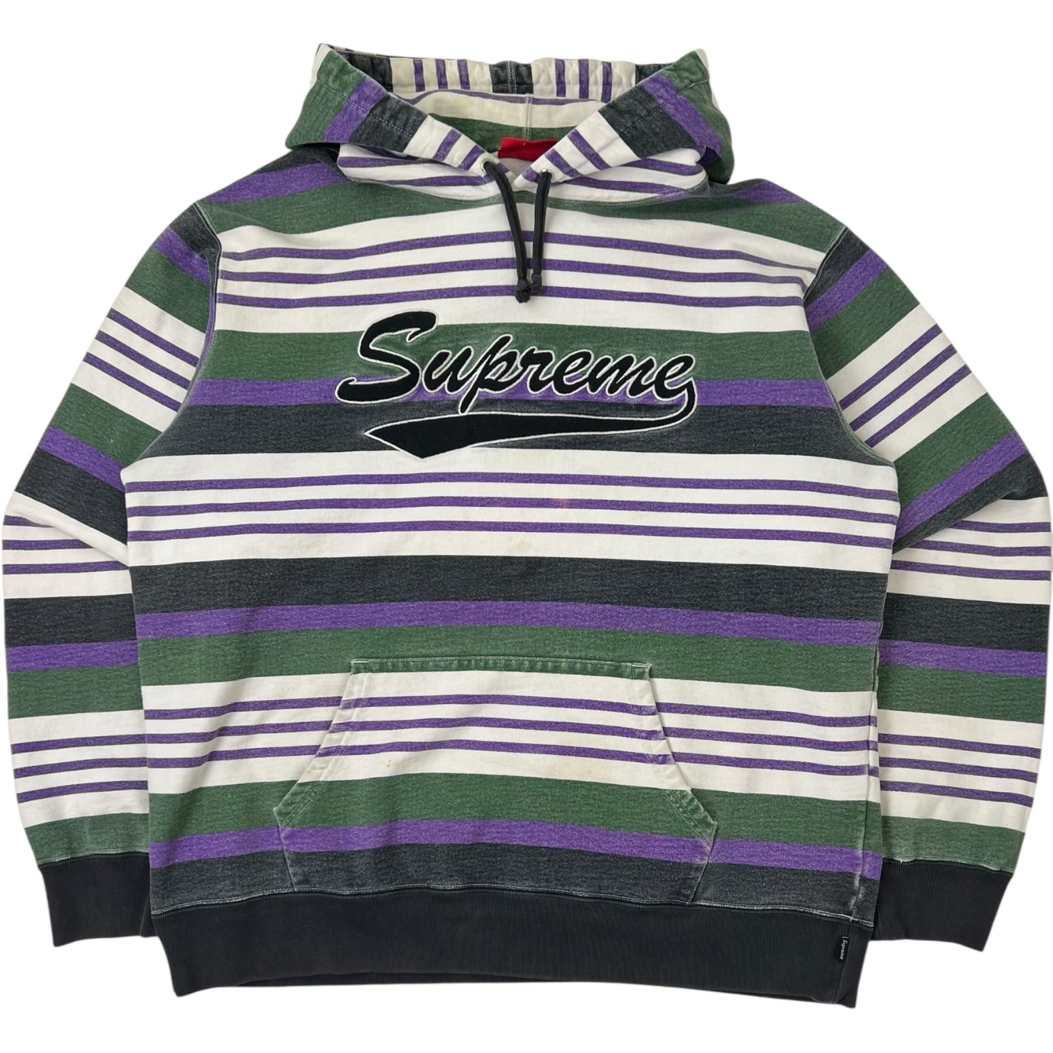 Supreme Striped Hooded Sweatshirt Purple