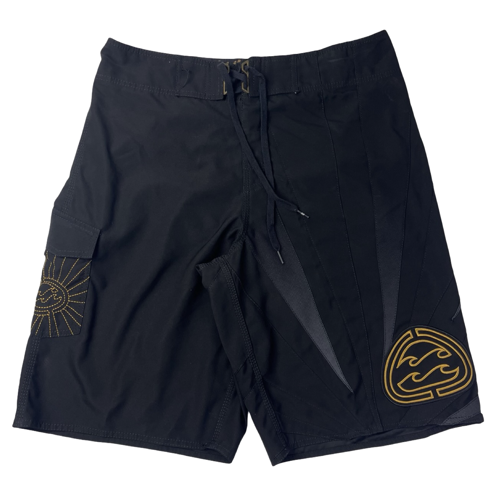 Vintage Y2K Billabong Rising Sun Shorts Black Gold