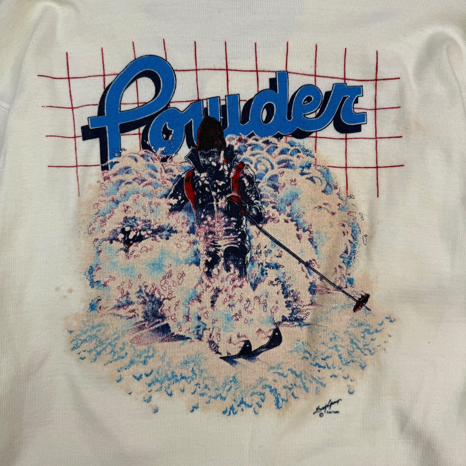 1980s ‘I Like The White Stuff’ Powder Skiing Henley Shirt White