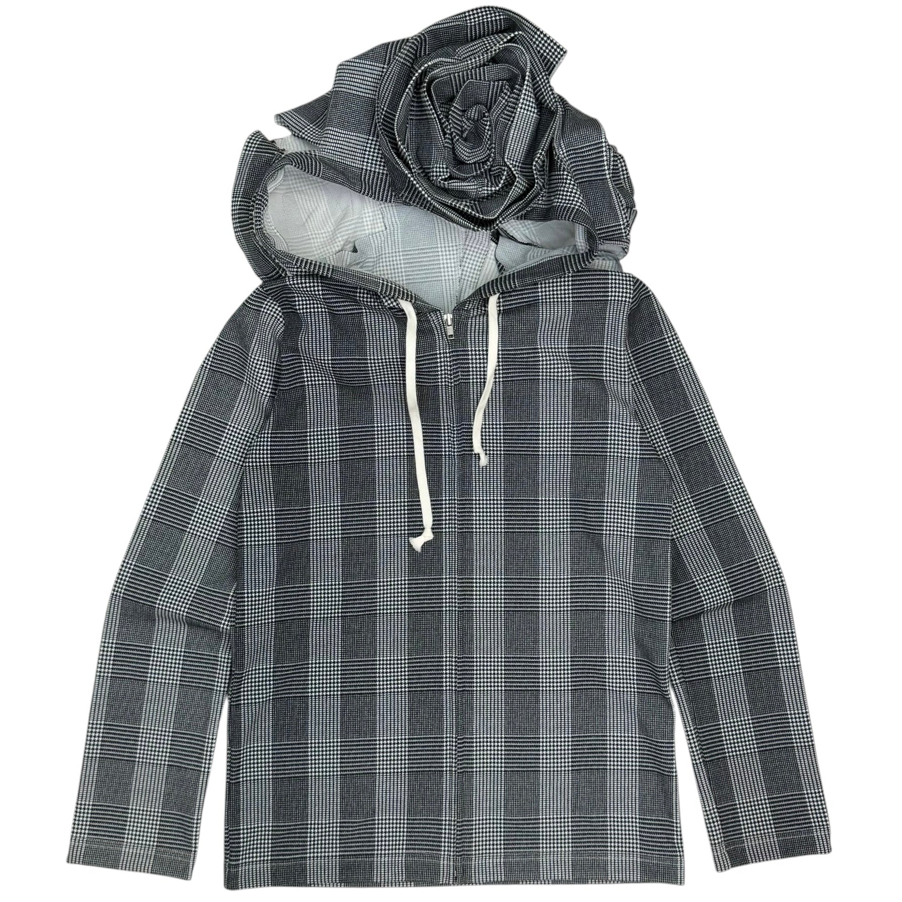 (W) Comme Des Garçons Flower Hood Striped Zip Up Hoodie