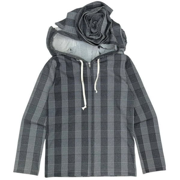 (W) Comme Des Garçons Flower Hood Striped Zip Up Hoodie