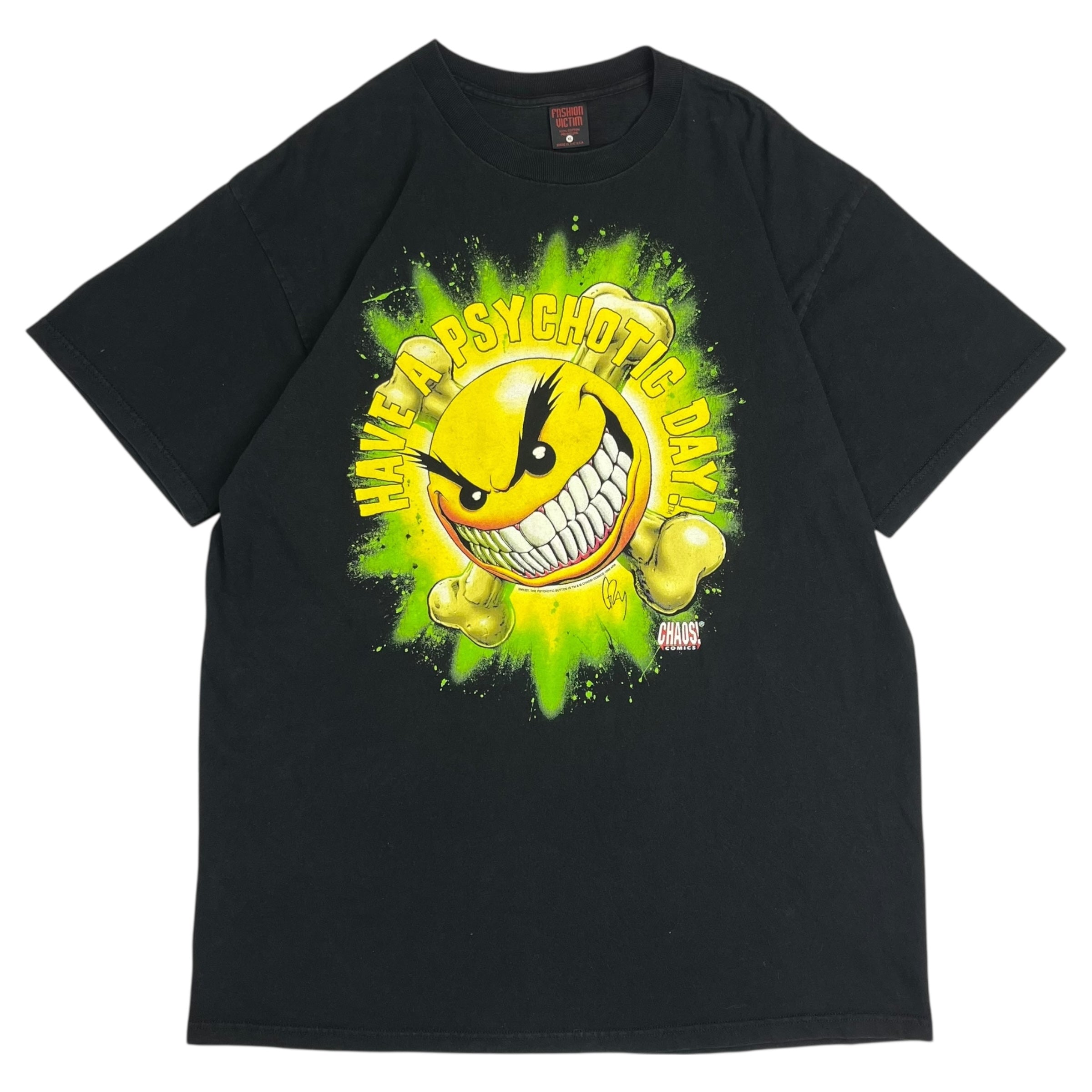 1998 Smiley The Psychotic Button Tee Black