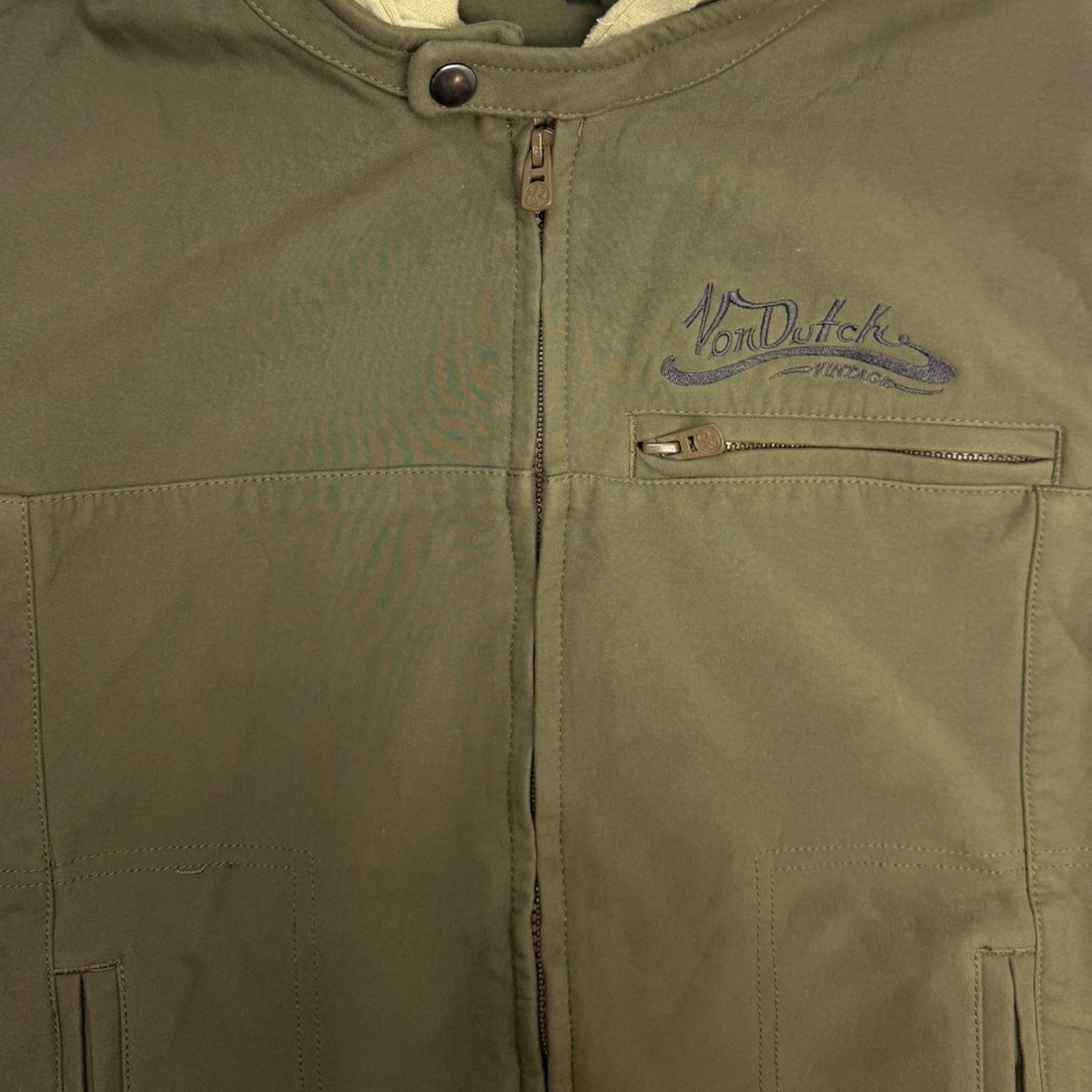 Y2K Von Dutch Double Layer Hooded Zip Sweatshirt