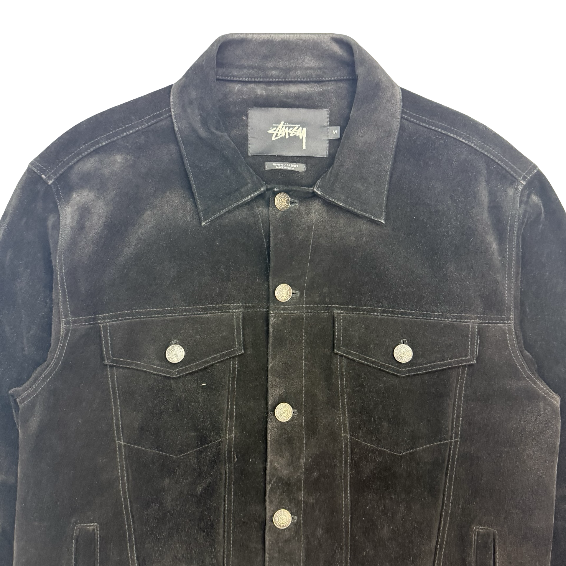 Stussy Suede Trucker Jacket Black
