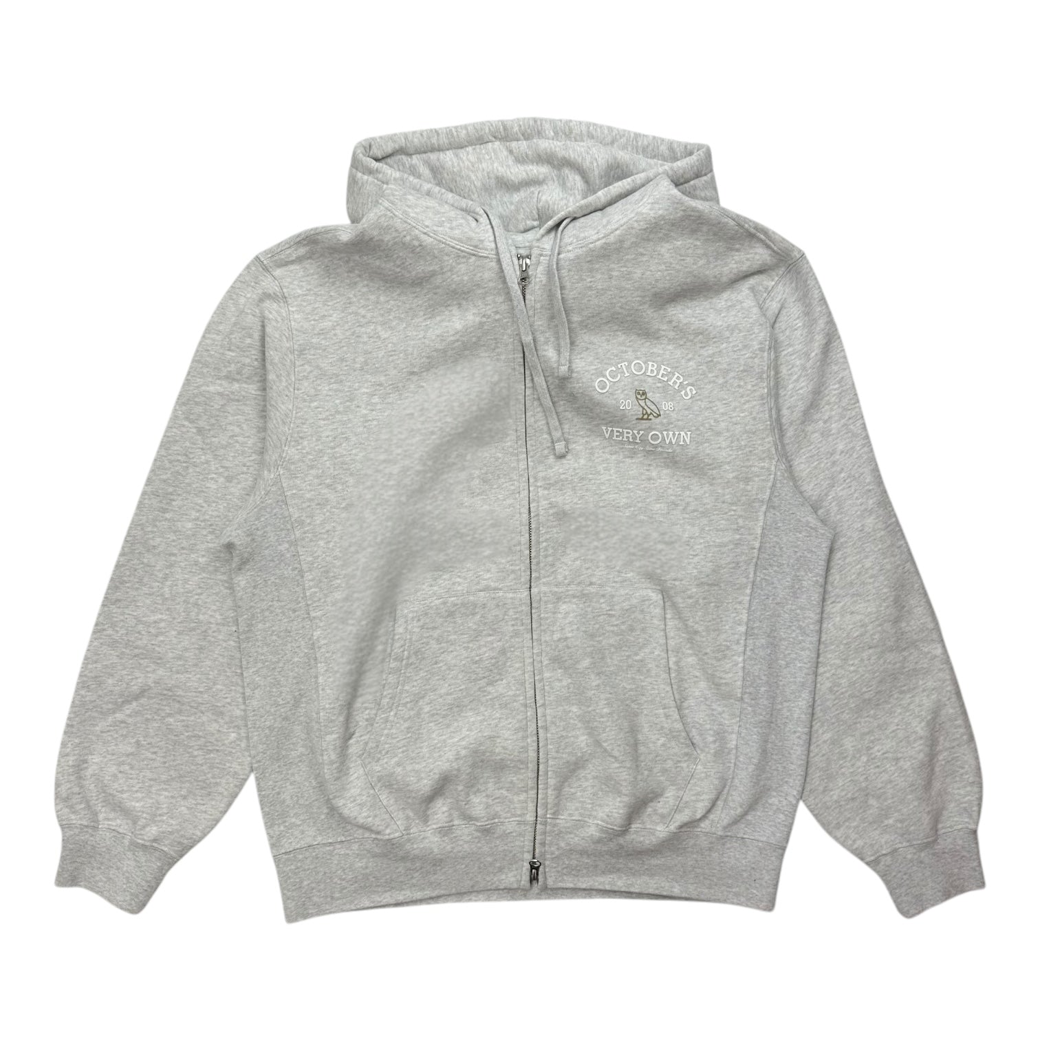 OVO Collegiate Zip Up Hoodie Heather Grey