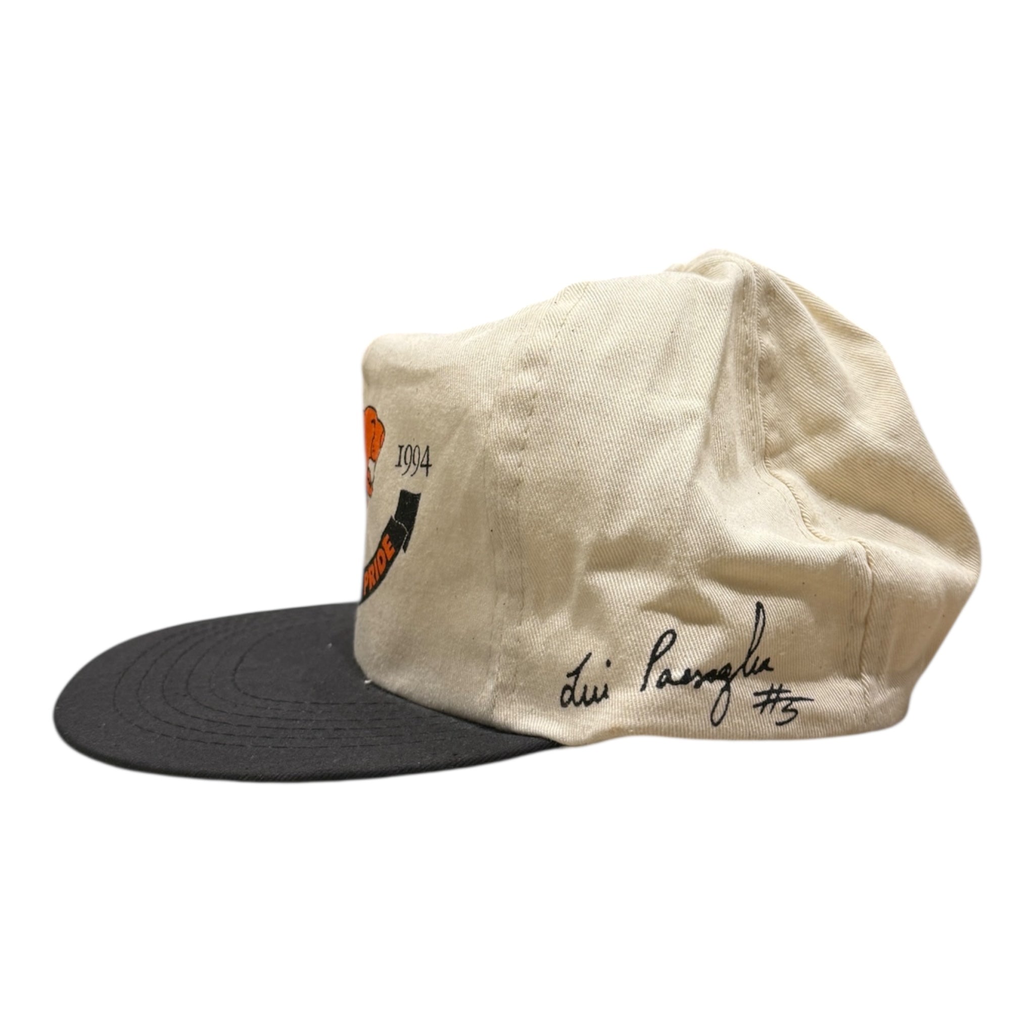 Vintage 1994 Signed Luis Passaglia BC Lions Snapback Hat White