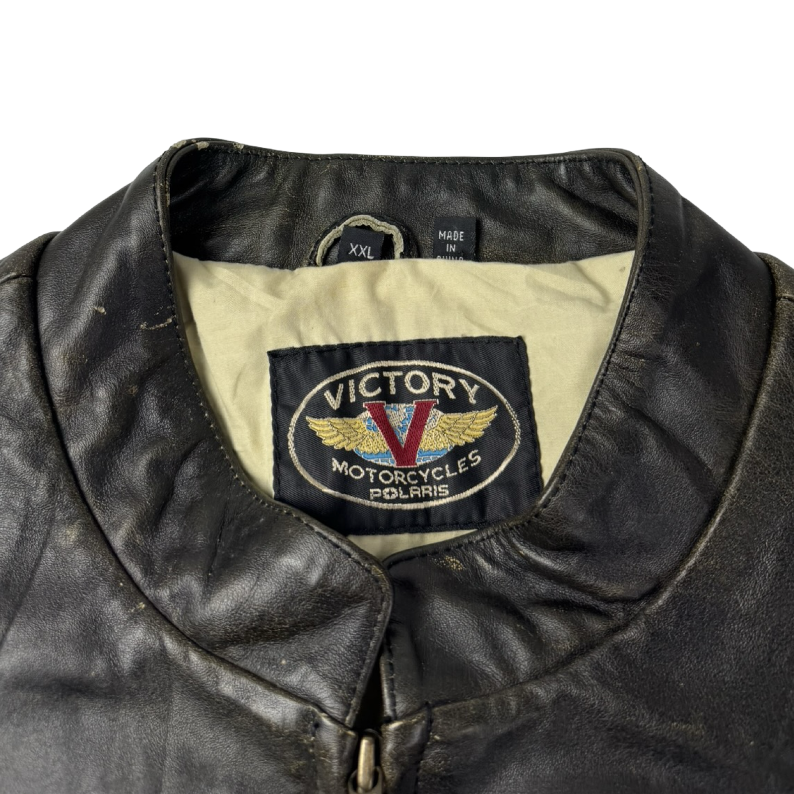 Vintage Victory Motorcyles Biker Leather Jacket Black