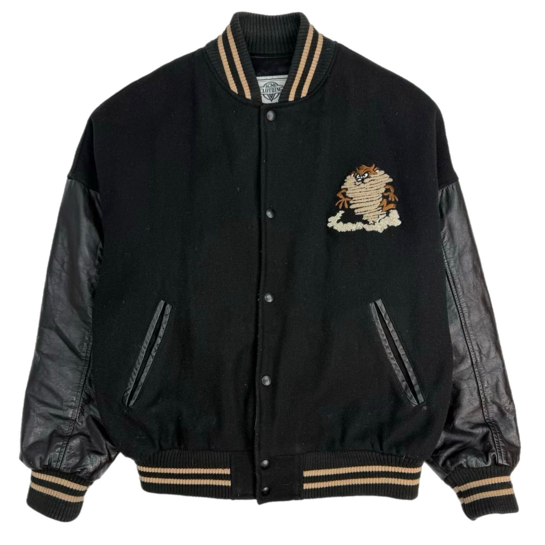 1990 Looney Tunes Taz Varsity Jacket Black