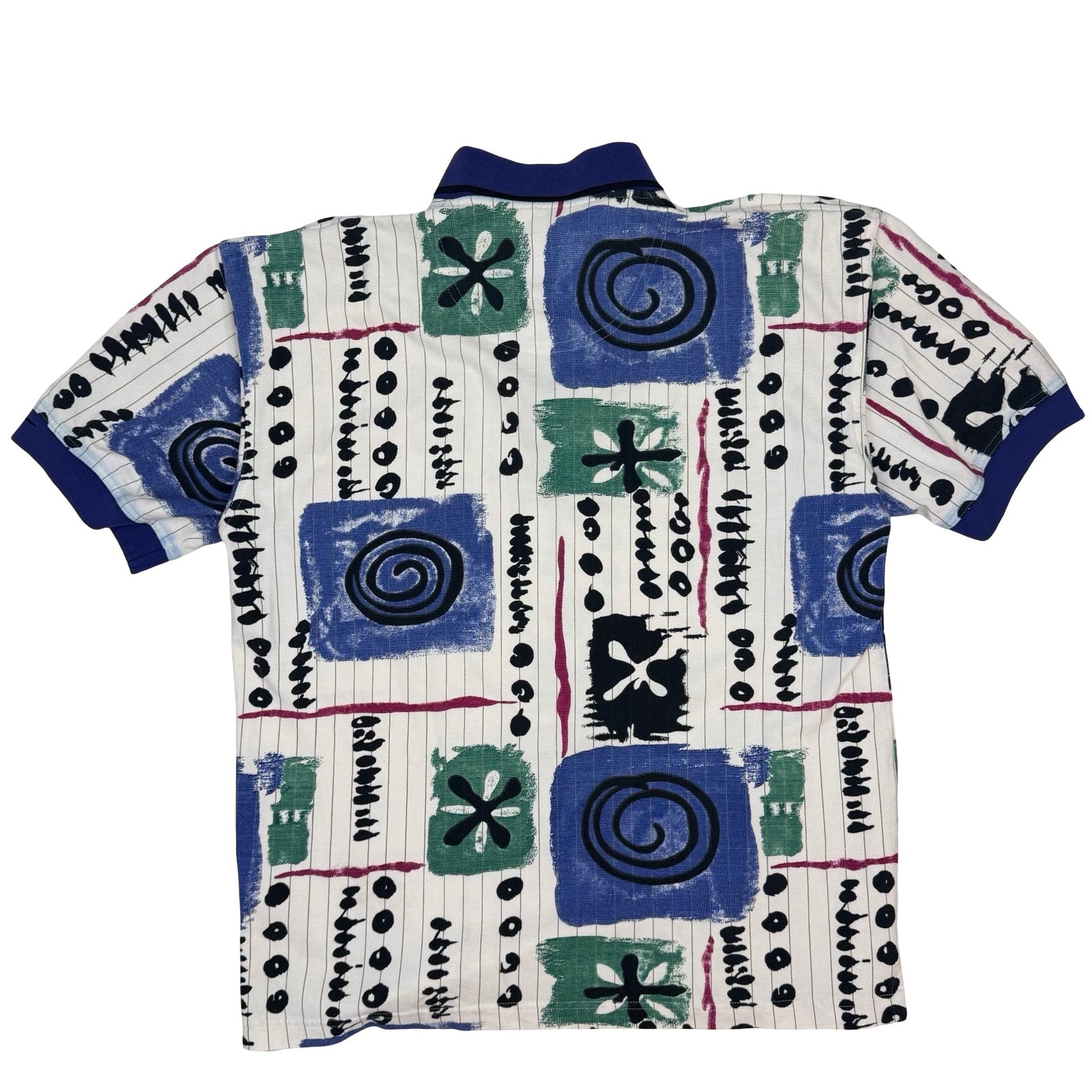 Vintage Reebok Golf Pattern Polo Shirt White/Blue